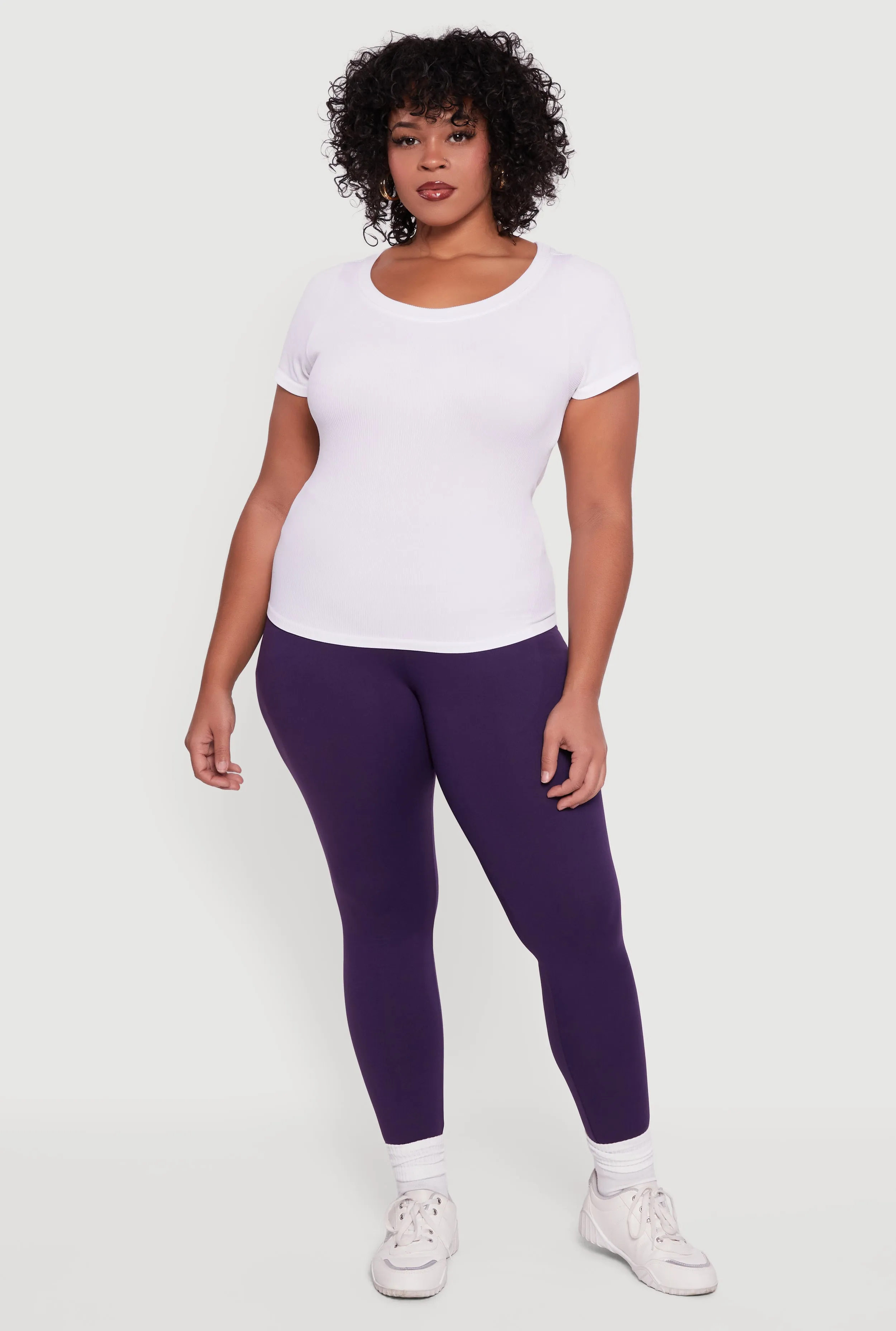 Plus Size Fleece Lined Soft Knit High Waisted Leggings sold by Rainbow product image thumbnail 2