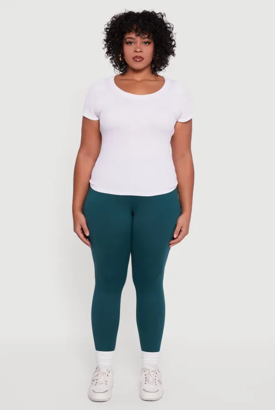 Plus Size Fleece Lined Soft Knit High Waisted Leggings sold by Rainbow