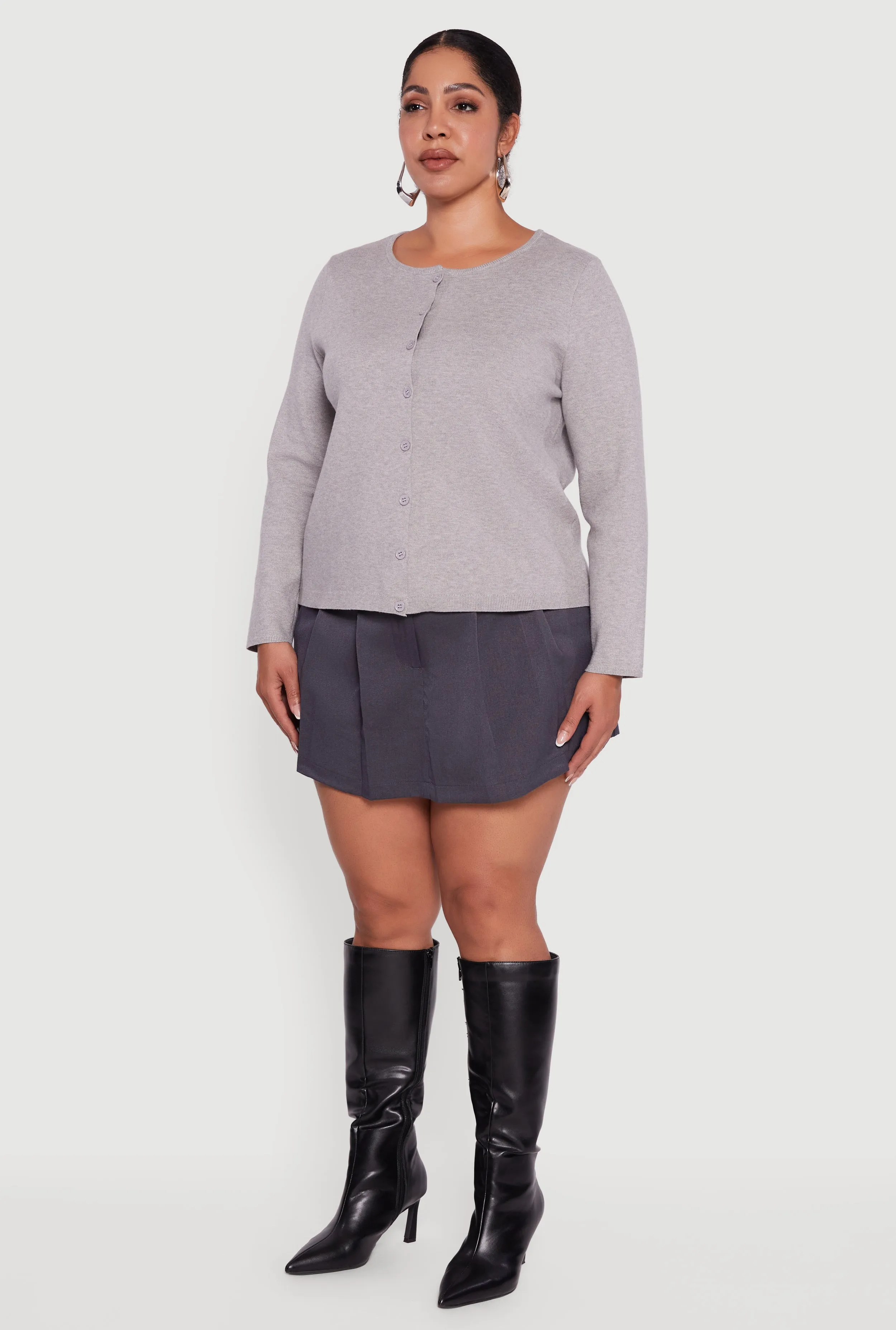 Plus Size Long Sleeve Button Front Cardigan sold by Rainbow product image thumbnail 5