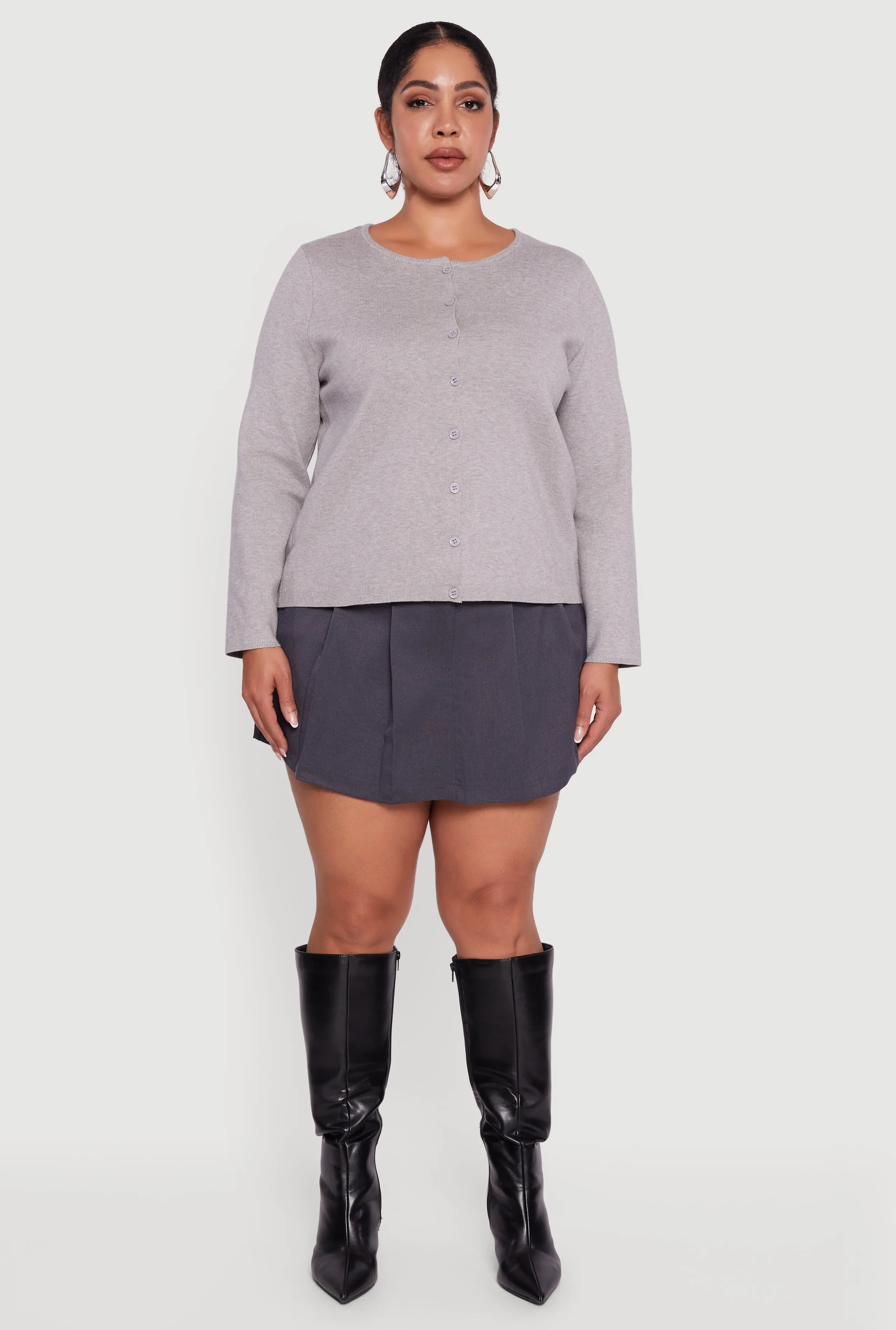 Plus Size Long Sleeve Button Front Cardigan sold by Rainbow product image thumbnail 3