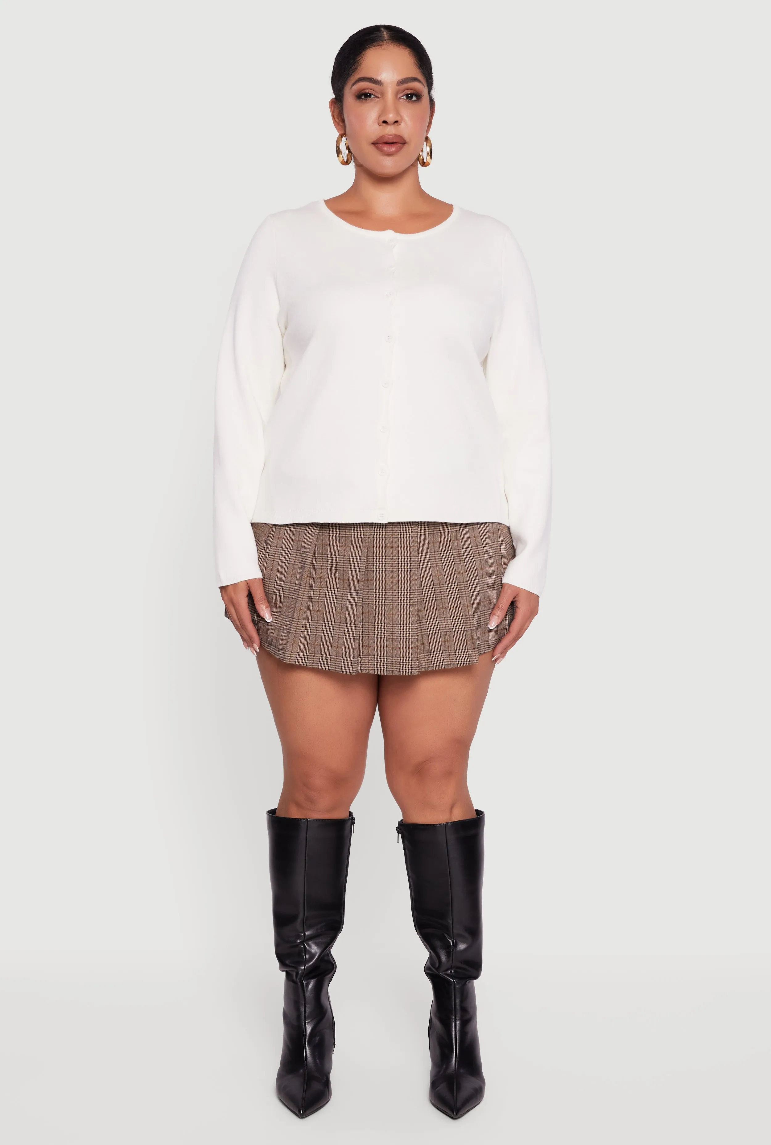 Plus Size Long Sleeve Button Front Cardigan sold by Rainbow product image thumbnail 3