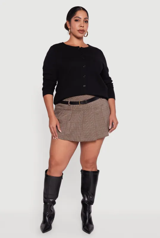 Plus Size Long Sleeve Button Front Cardigan sold by Rainbow