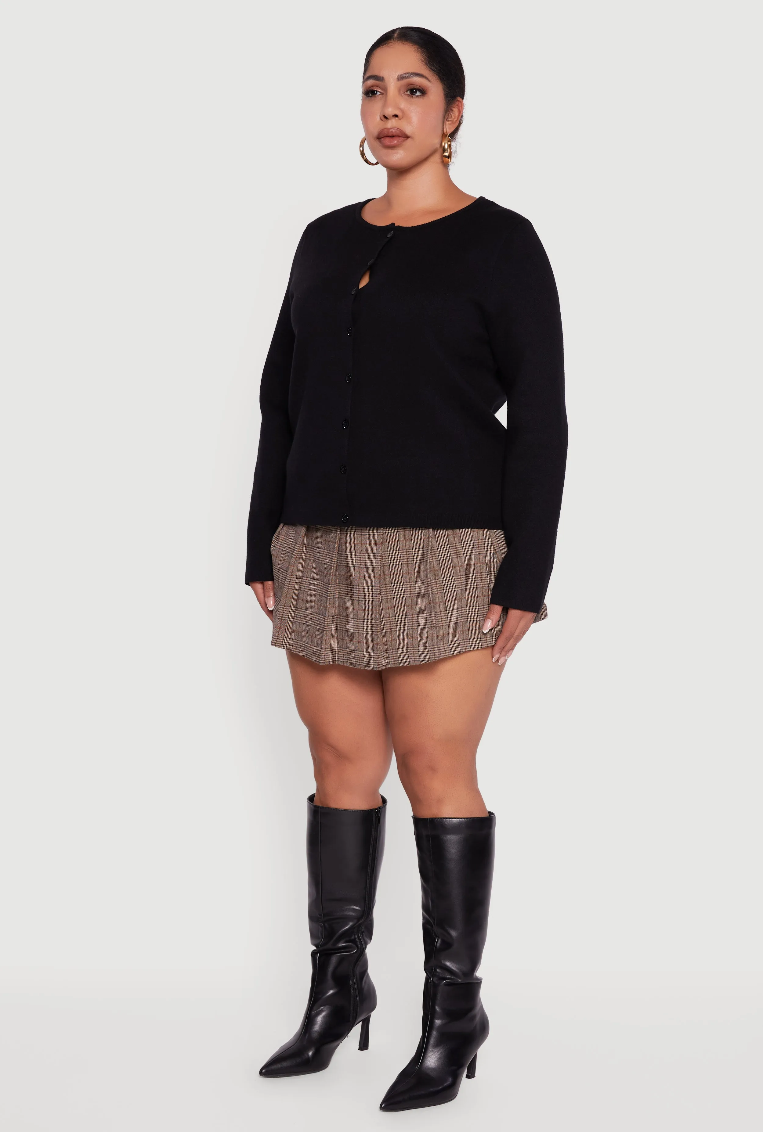 Plus Size Long Sleeve Button Front Cardigan sold by Rainbow product image thumbnail 5