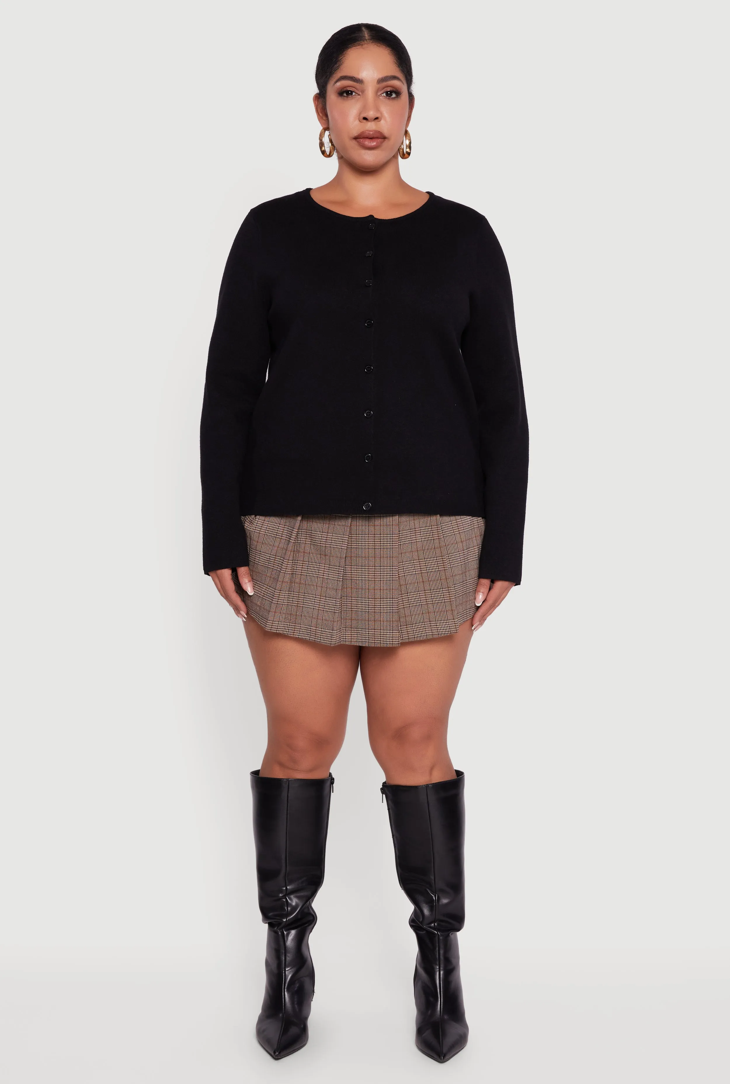 Plus Size Long Sleeve Button Front Cardigan sold by Rainbow product image thumbnail 3