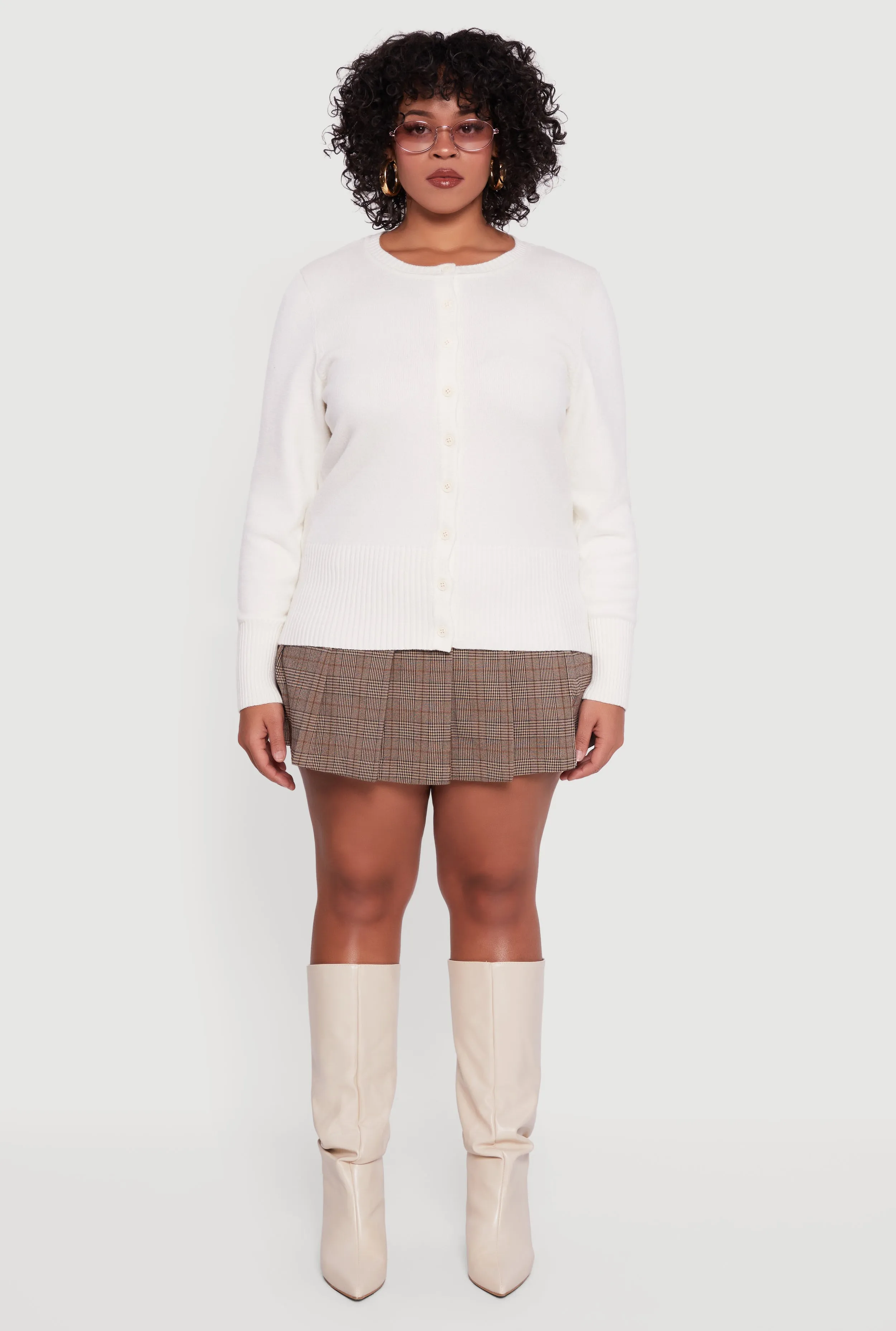 Plus Size Button Front Long Sleeve Cardigan sold by Rainbow product image thumbnail 2