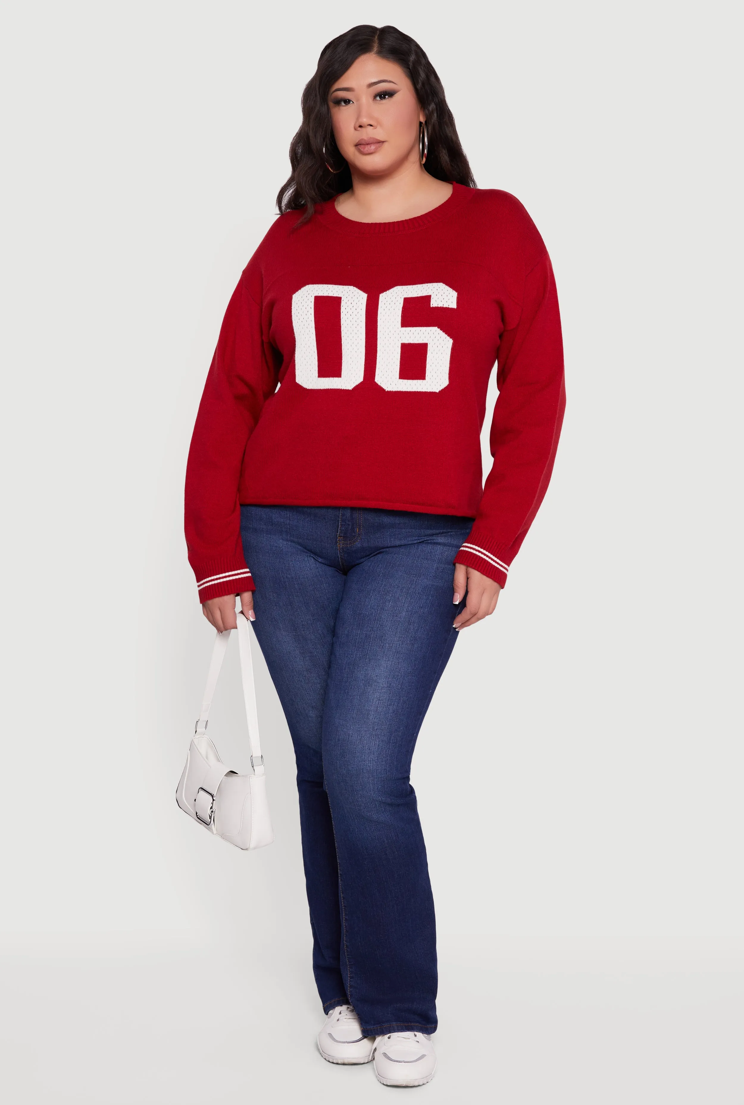 Plus Size Ribbed Knit 06 Graphic Print Sweater sold by Rainbow