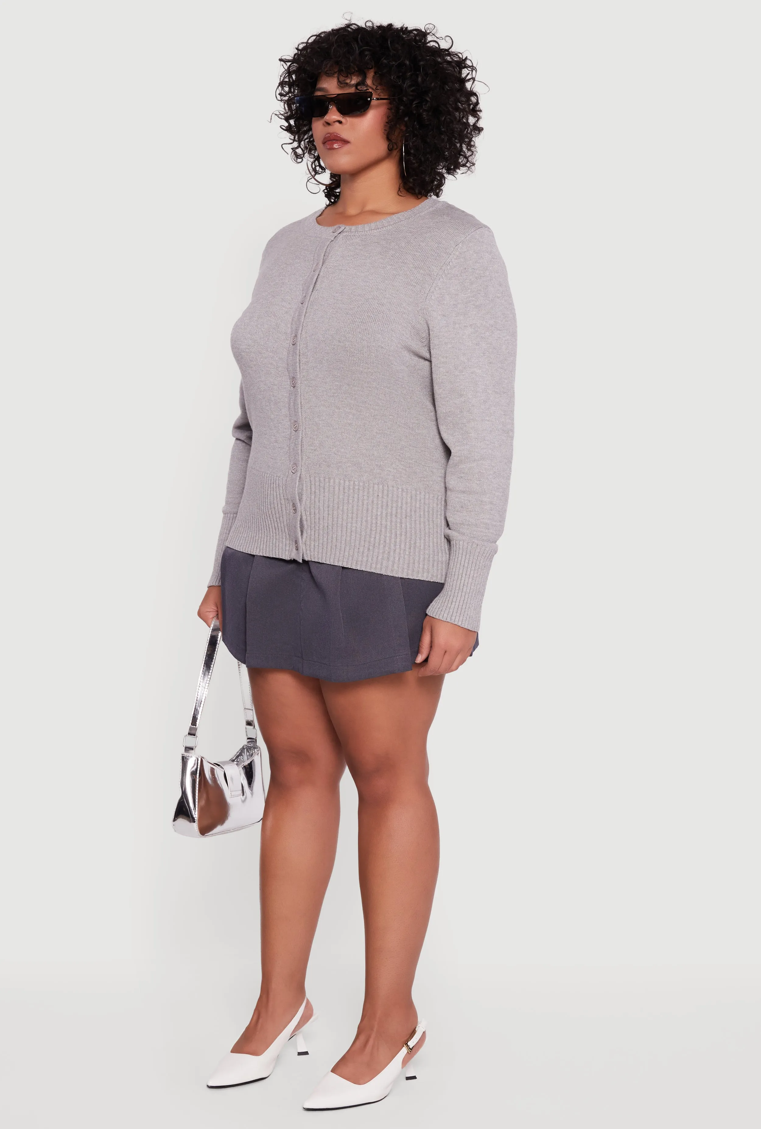 Plus Size Button Front Long Sleeve Cardigan sold by Rainbow product image thumbnail 5