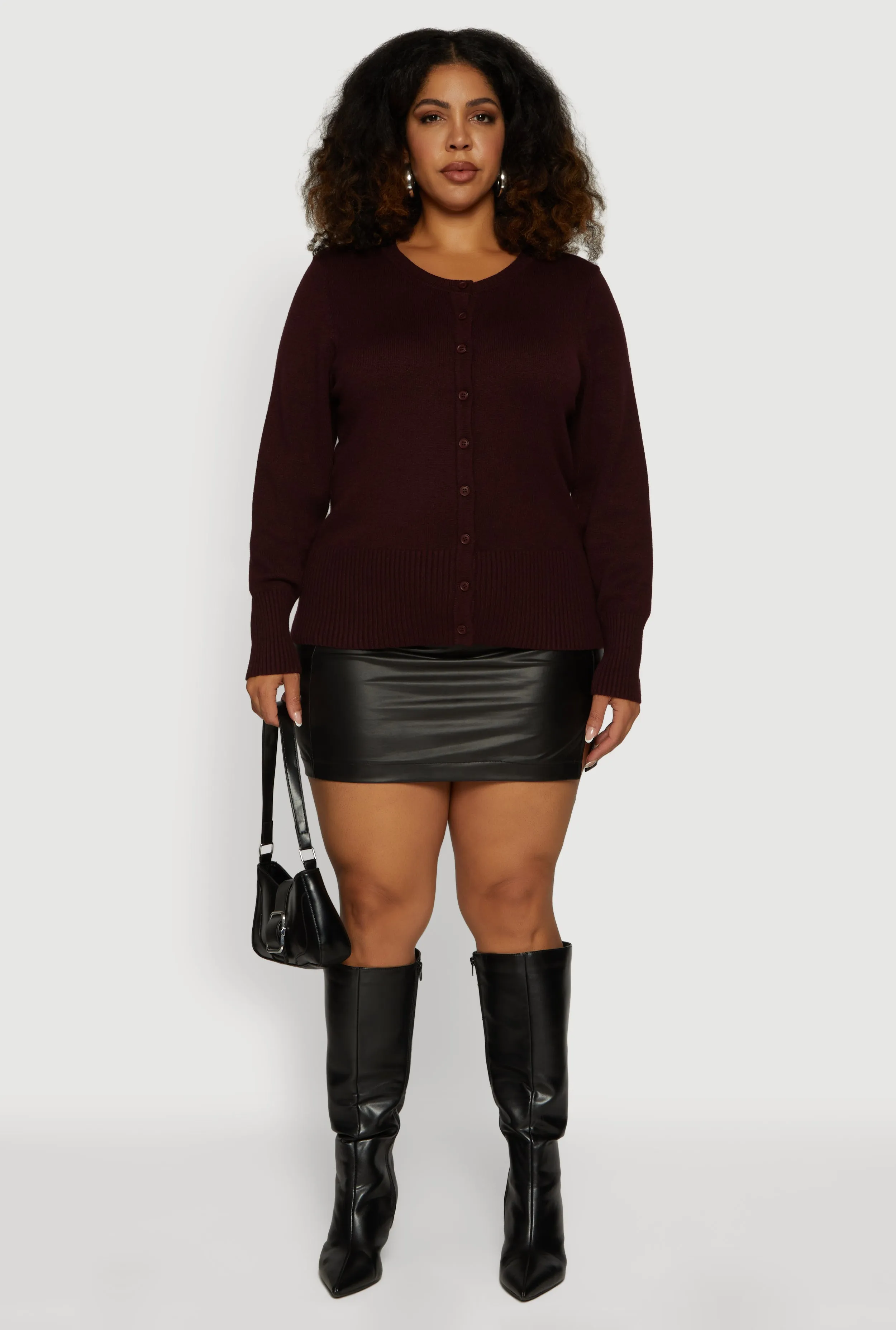 Plus Size Button Front Long Sleeve Cardigan sold by Rainbow product image thumbnail 3