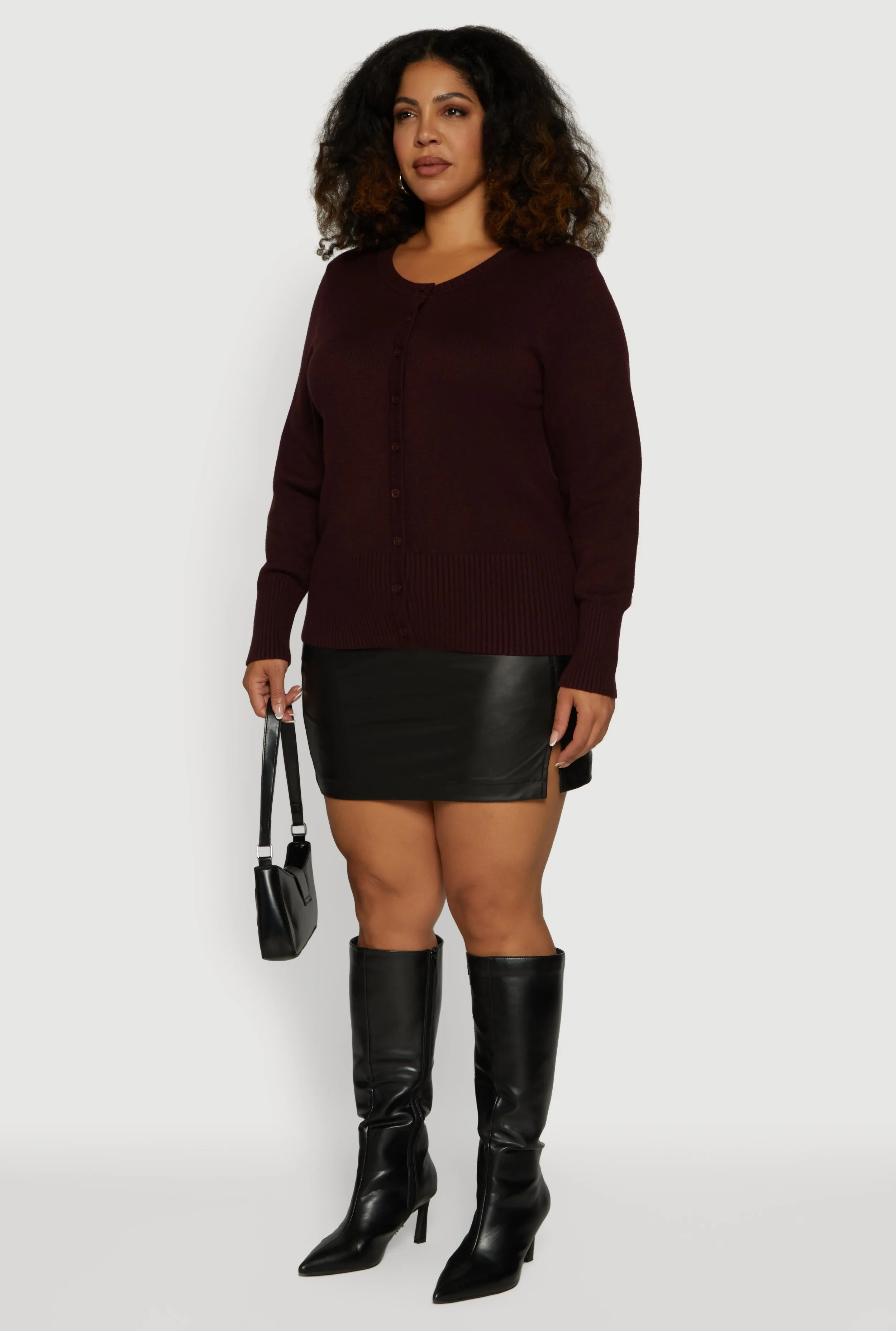 Plus Size Button Front Long Sleeve Cardigan sold by Rainbow product image thumbnail 5