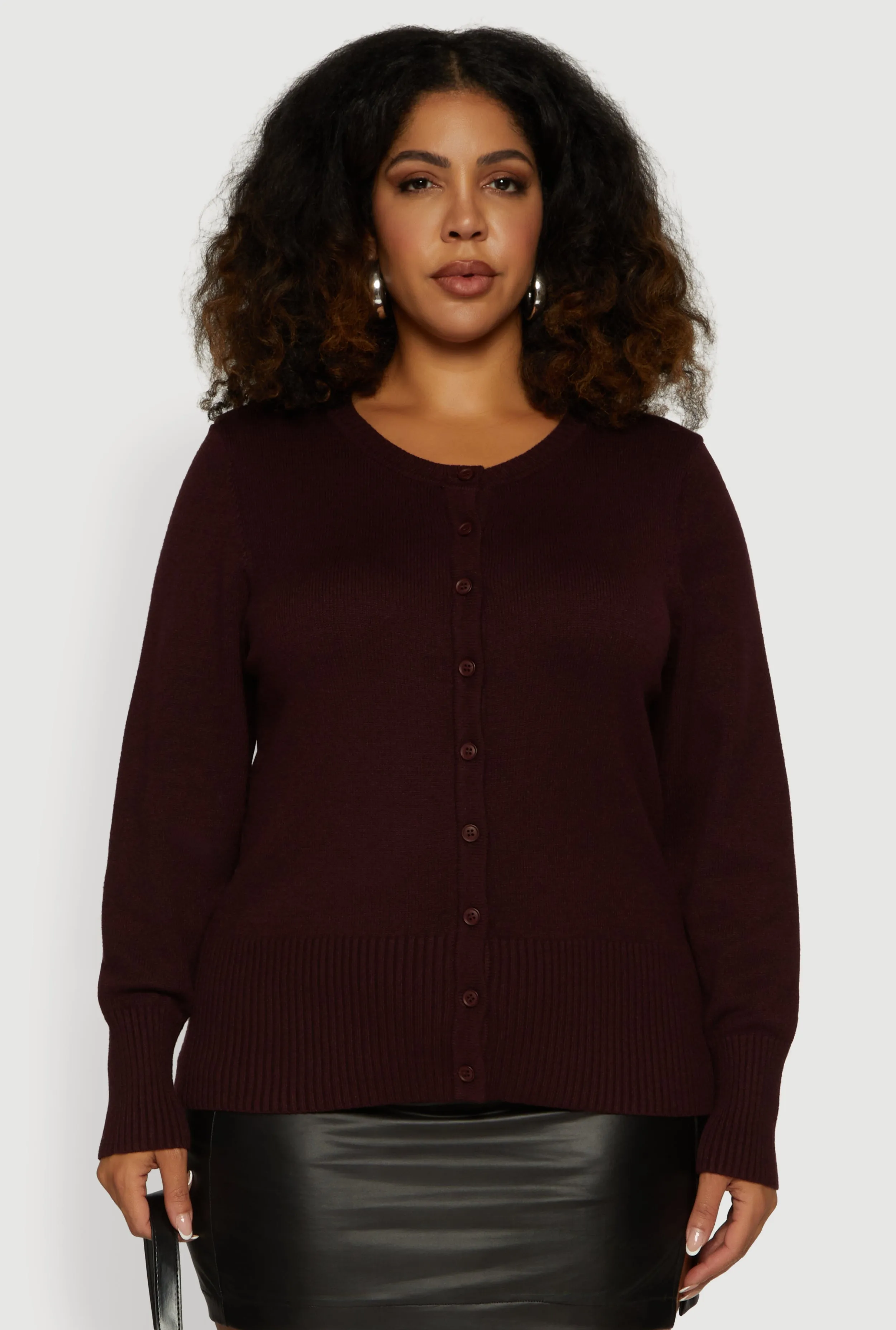 Plus Size Button Front Long Sleeve Cardigan sold by Rainbow product image thumbnail 2