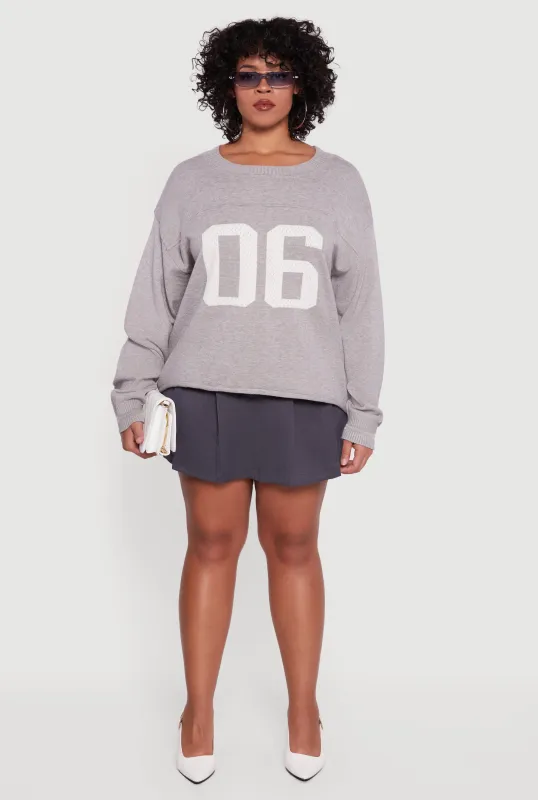 Plus Size Ribbed Knit 06 Graphic Print Sweater sold by Rainbow