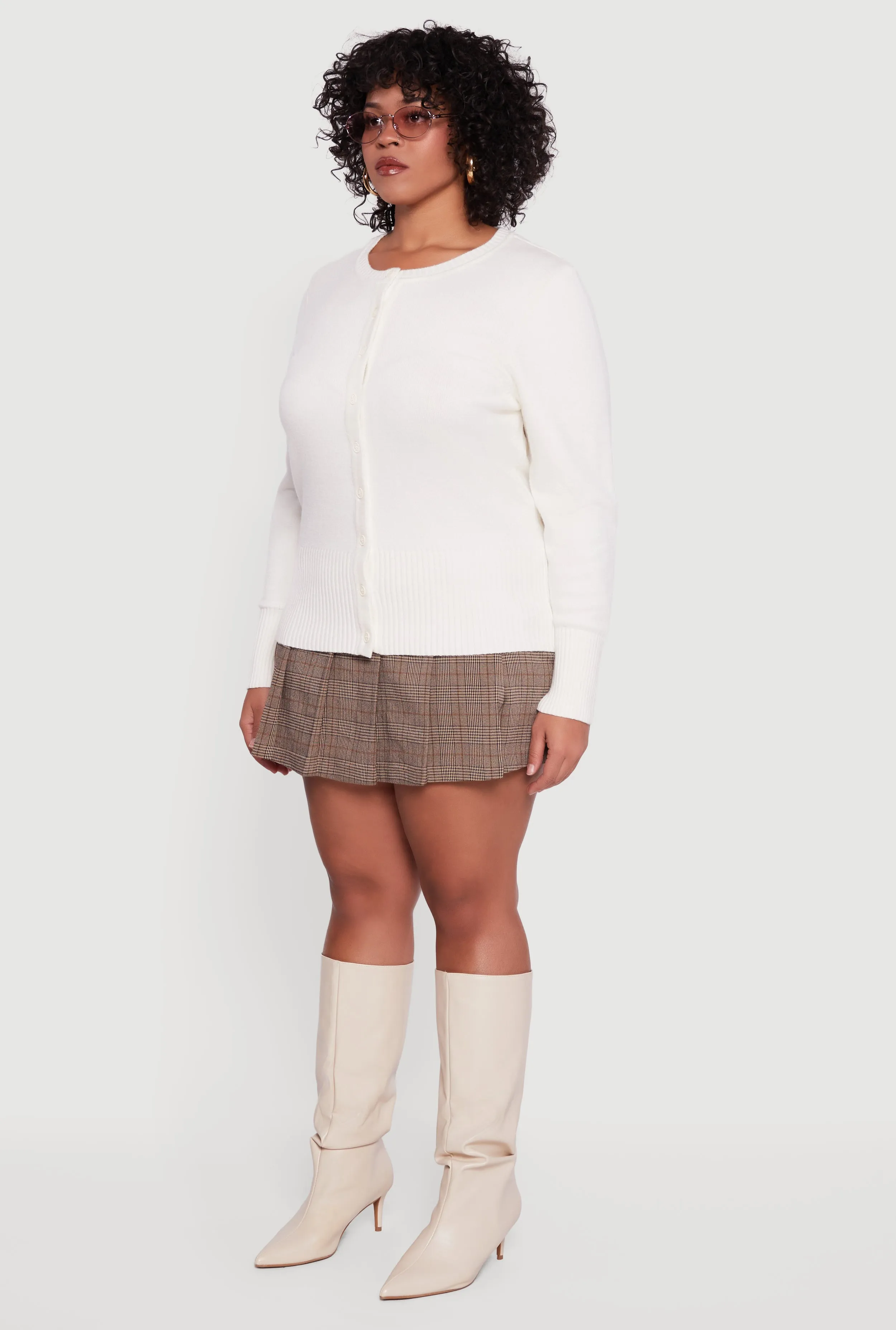 Plus Size Button Front Long Sleeve Cardigan sold by Rainbow product image thumbnail 5