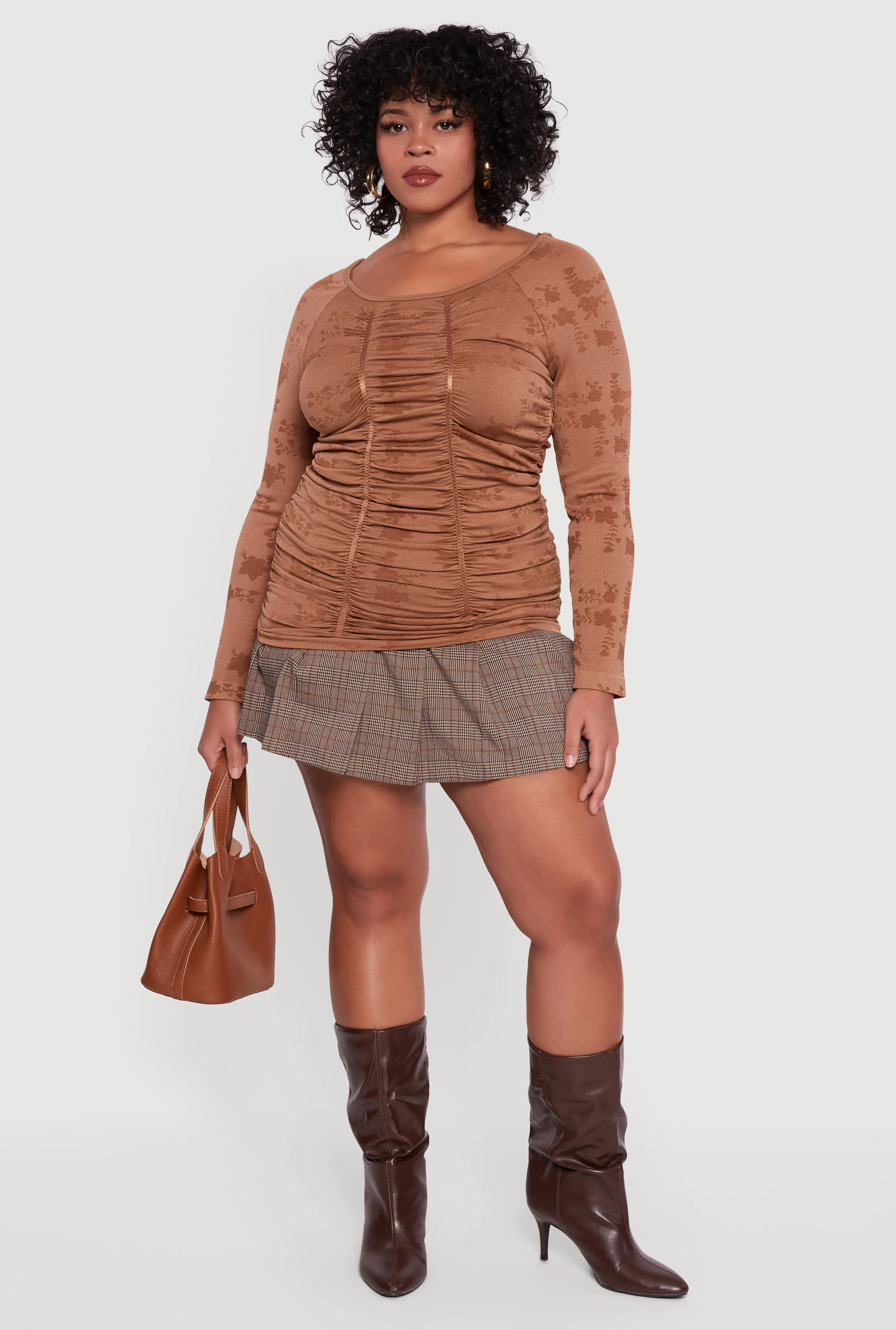 Plus Size Floral Print Scoop Neck Long Sleeve Top sold by Rainbow product image thumbnail 2