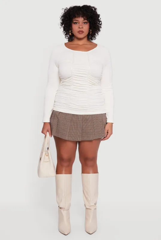 Plus Size Floral Print Scoop Neck Long Sleeve Top sold by Rainbow