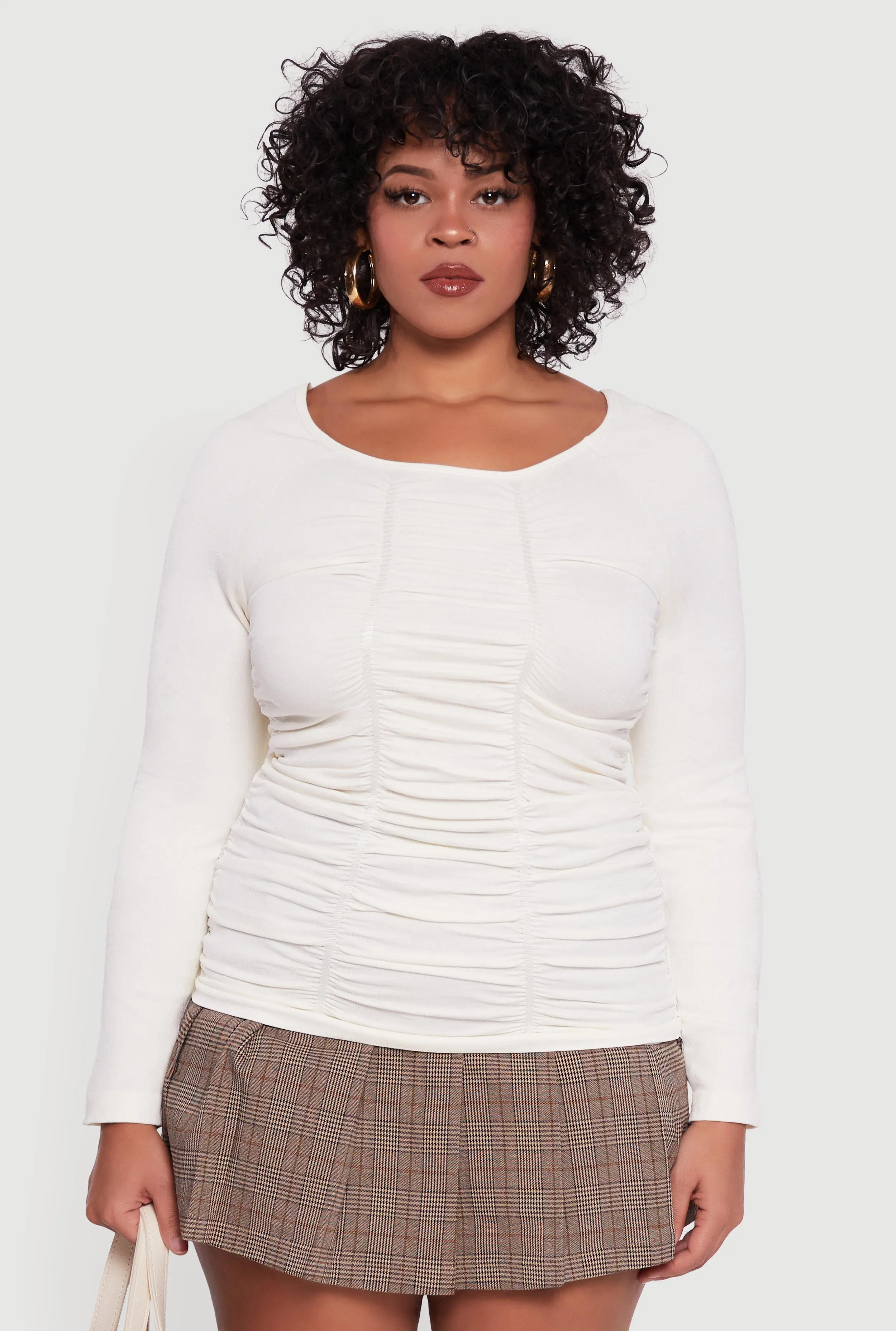 Plus Size Floral Print Scoop Neck Long Sleeve Top sold by Rainbow product image thumbnail 2