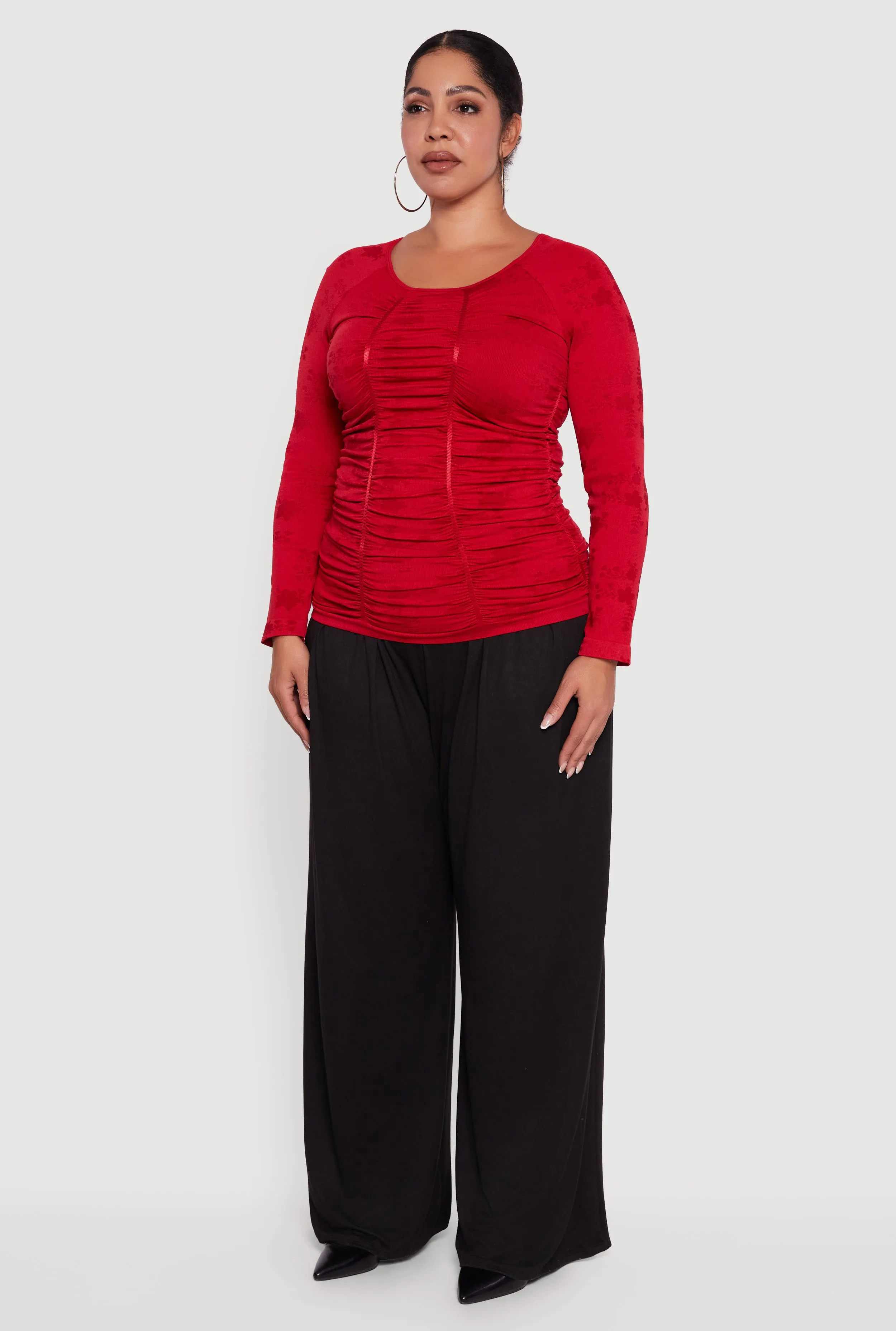 Plus Size Floral Print Scoop Neck Long Sleeve Top sold by Rainbow product image thumbnail 5