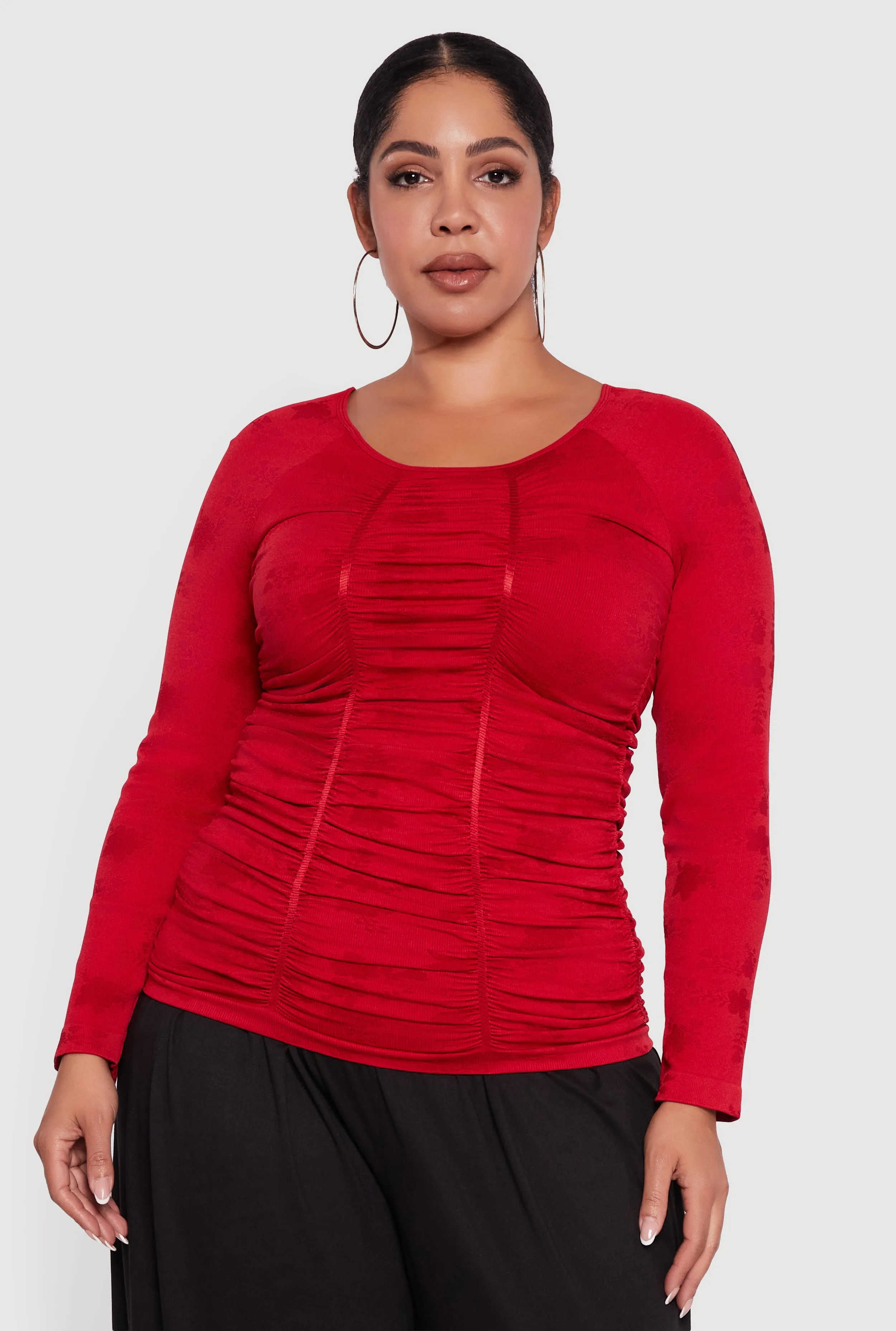 Plus Size Floral Print Scoop Neck Long Sleeve Top sold by Rainbow product image thumbnail 2