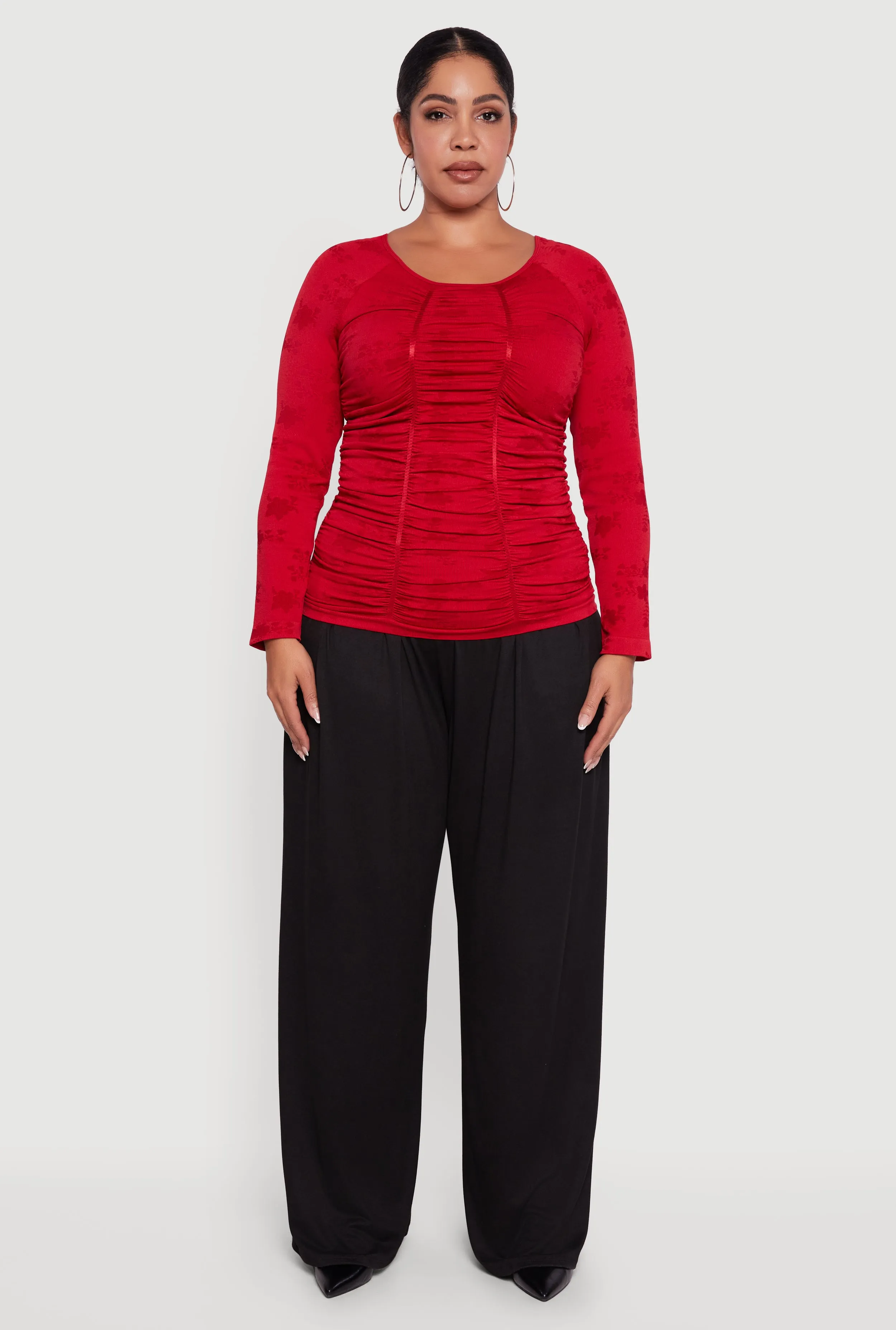 Plus Size Floral Print Scoop Neck Long Sleeve Top sold by Rainbow product image thumbnail 3