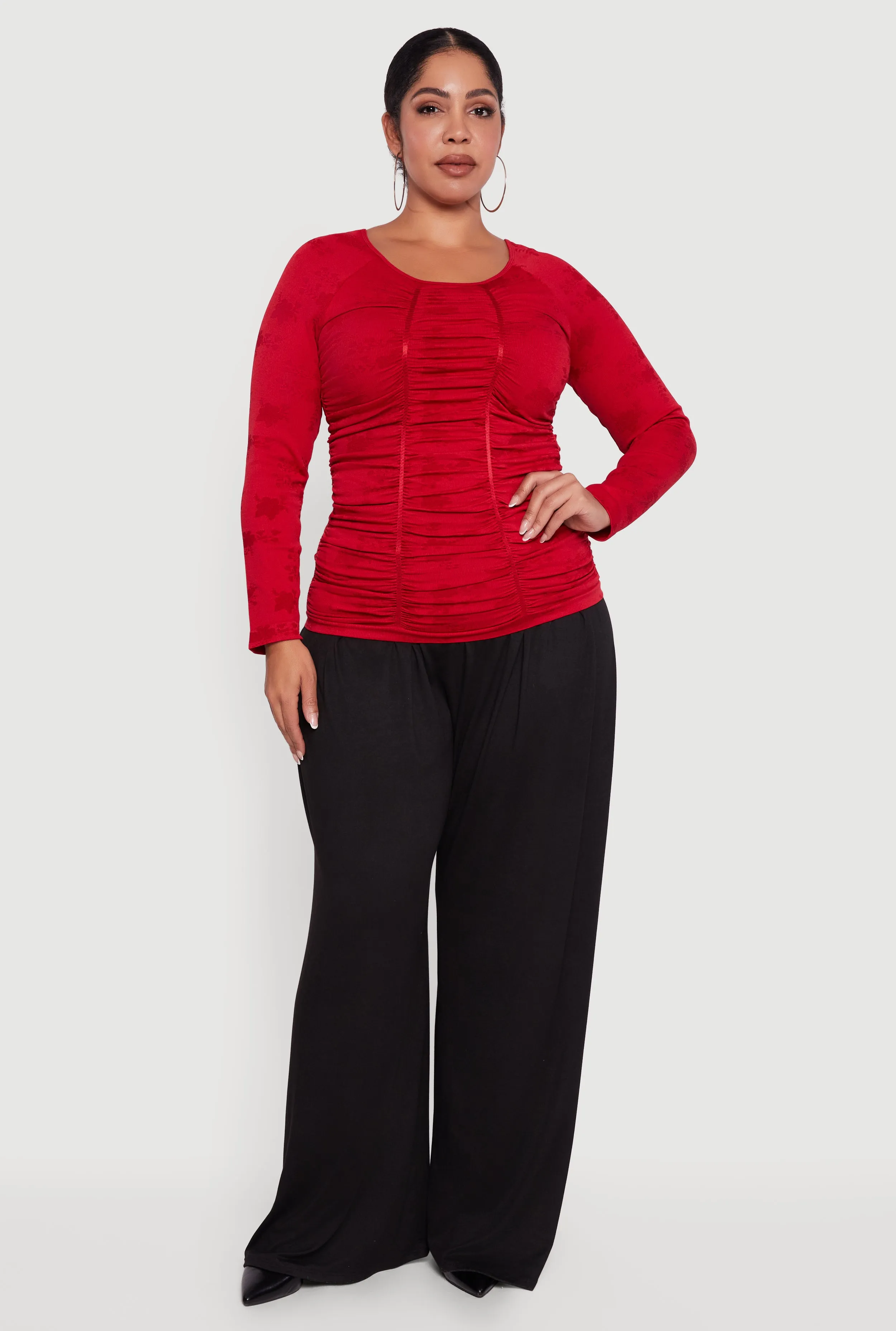 Plus Size Floral Print Scoop Neck Long Sleeve Top sold by Rainbow