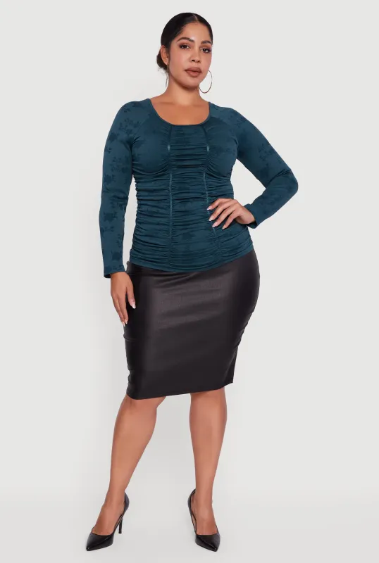 Plus Size Floral Print Scoop Neck Long Sleeve Top sold by Rainbow