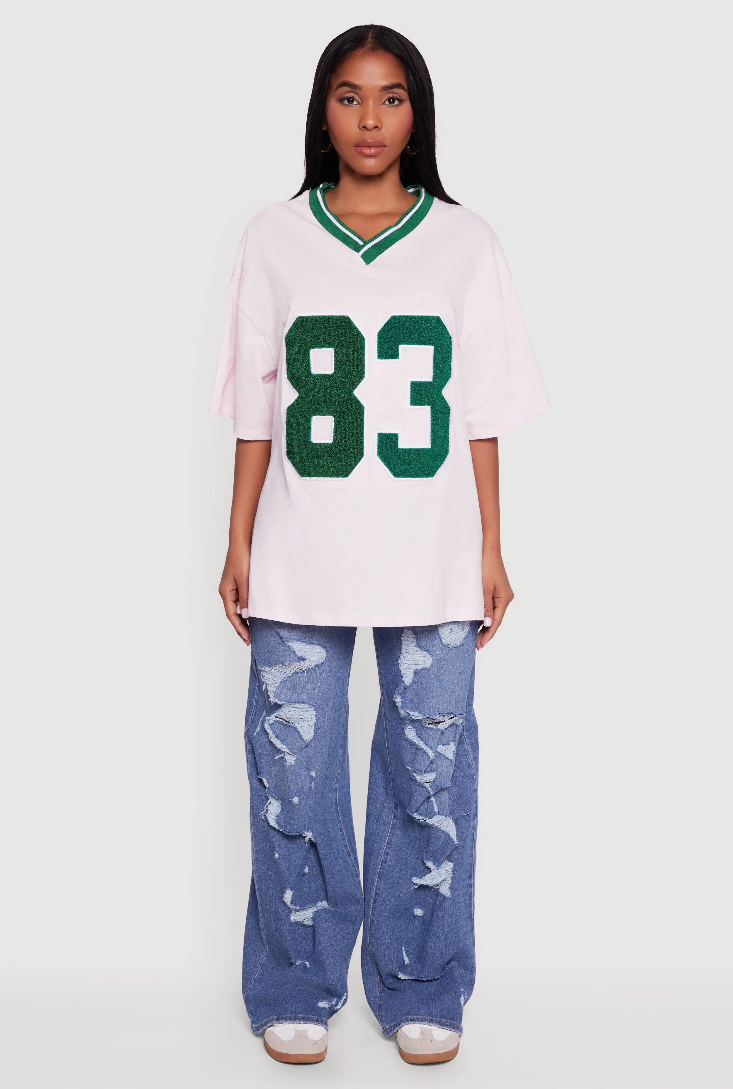 Los Angeles 83 Chenille Patch Graphic Oversized Tee sold by Rainbow