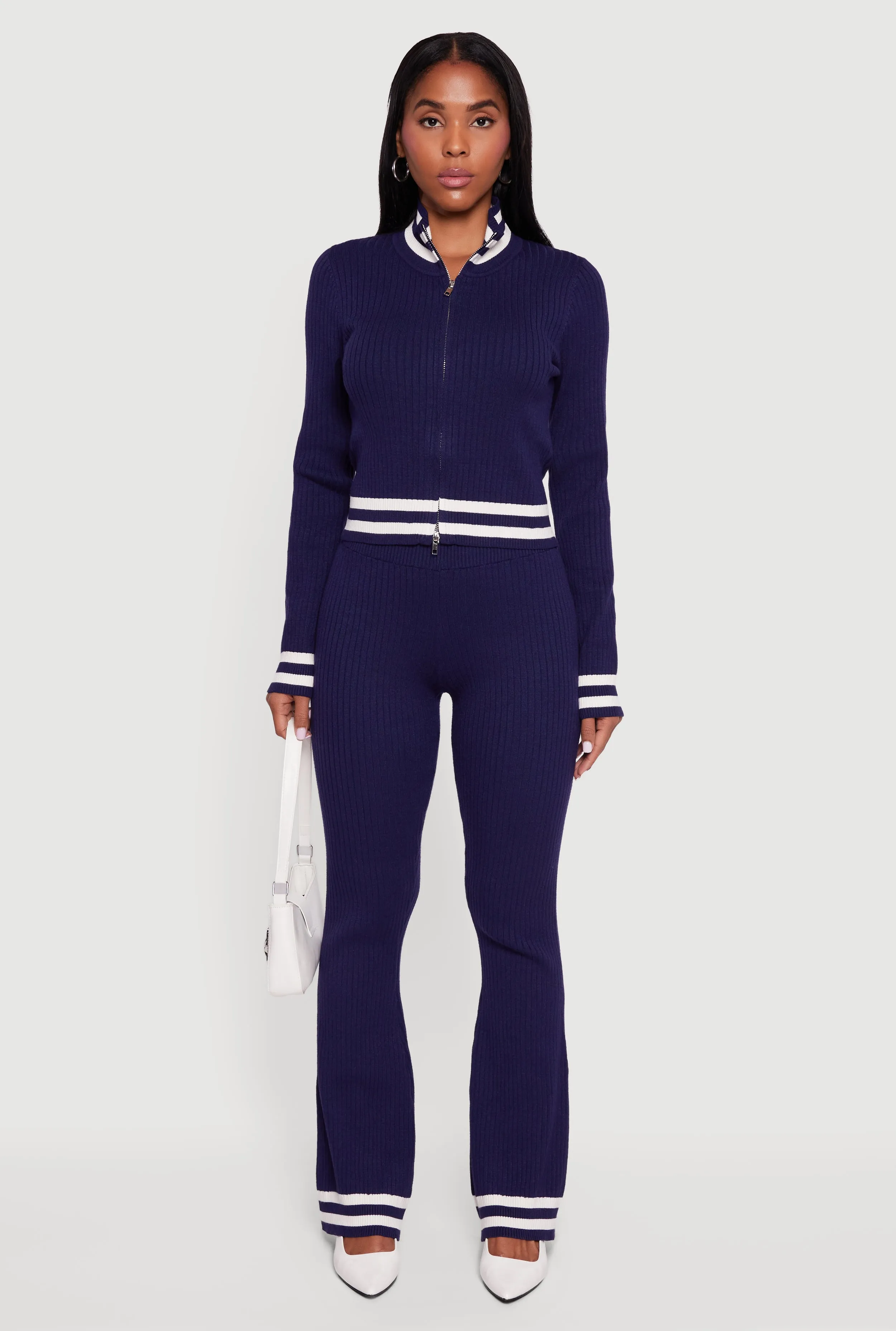 Varsity Stripe Detail Zip Front Sweater sold by Rainbow product image thumbnail 3