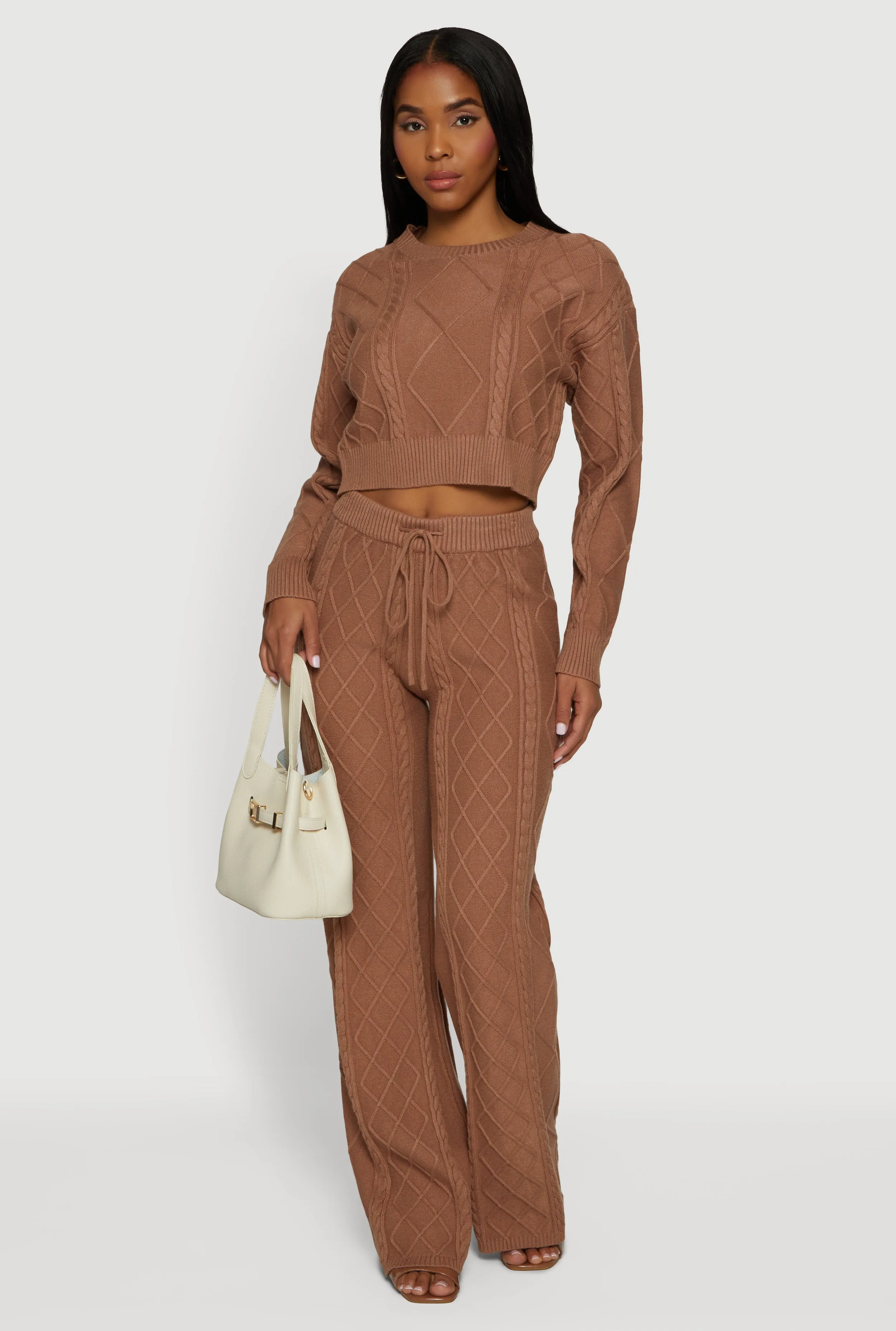 High Waisted Drawstring Cable Knit Pants sold by Rainbow product image thumbnail 2