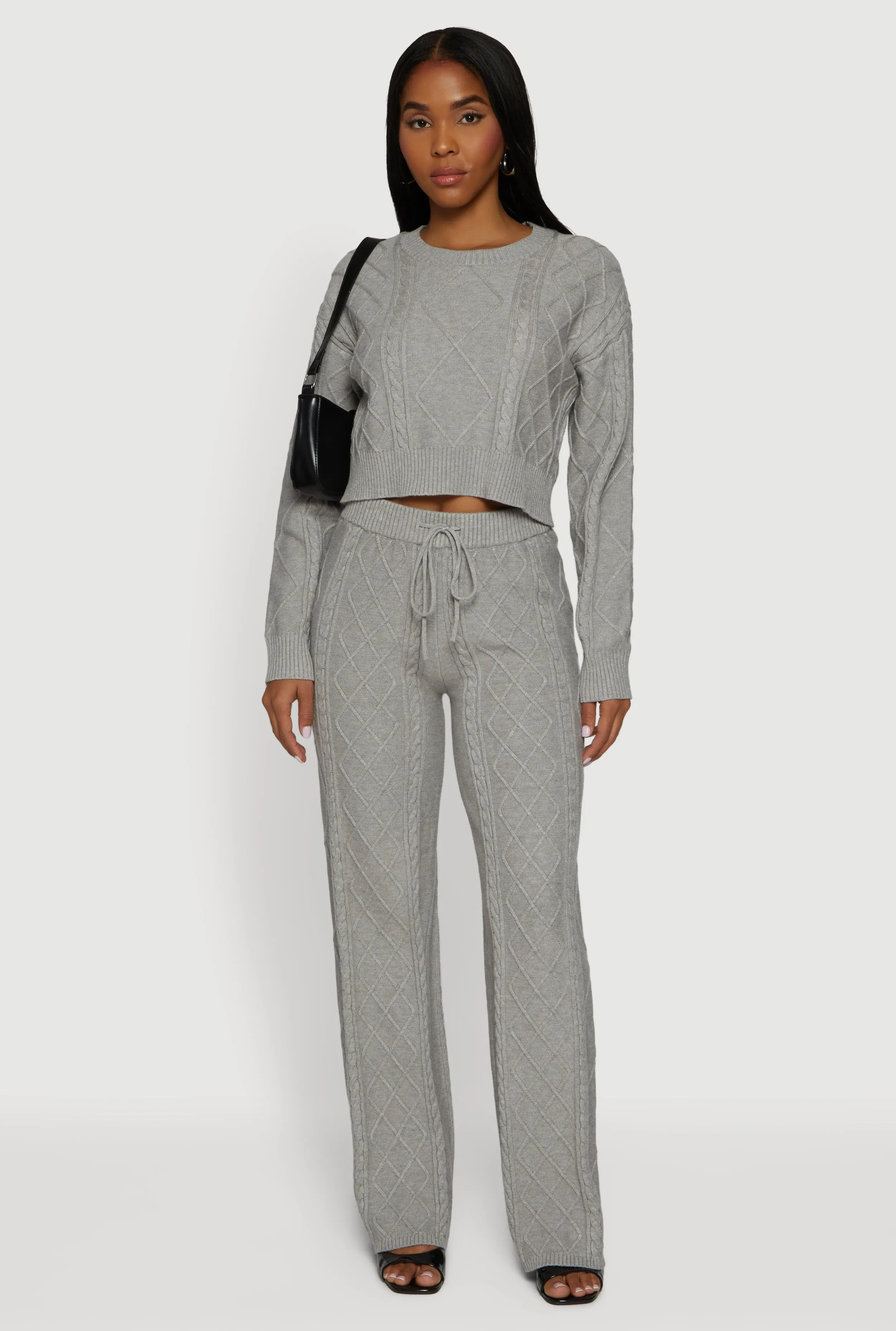 High Waisted Drawstring Cable Knit Pants sold by Rainbow product image thumbnail 3