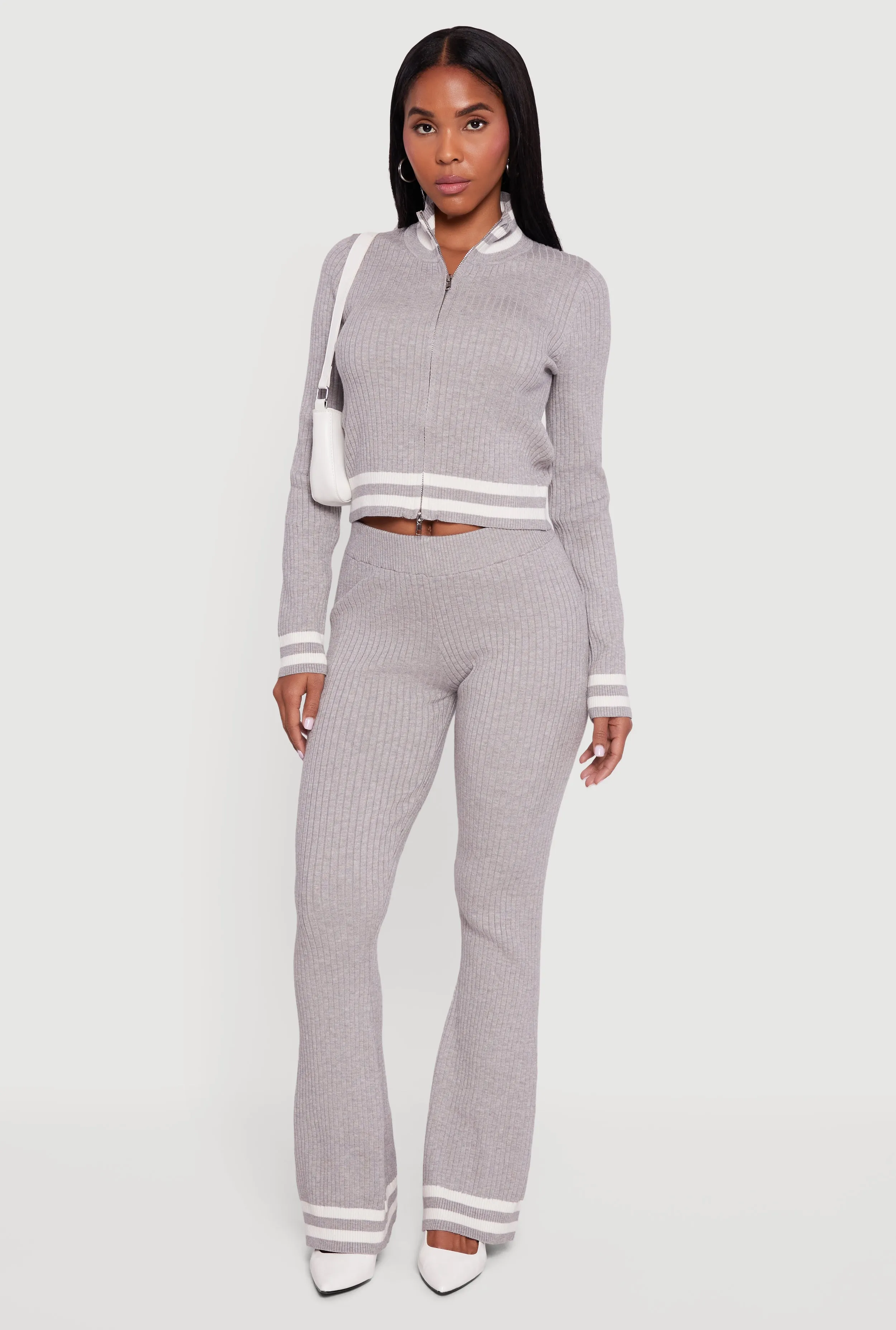 Varsity Stripe Ribbed Knit Boot Cut Pants sold by Rainbow product image thumbnail 3