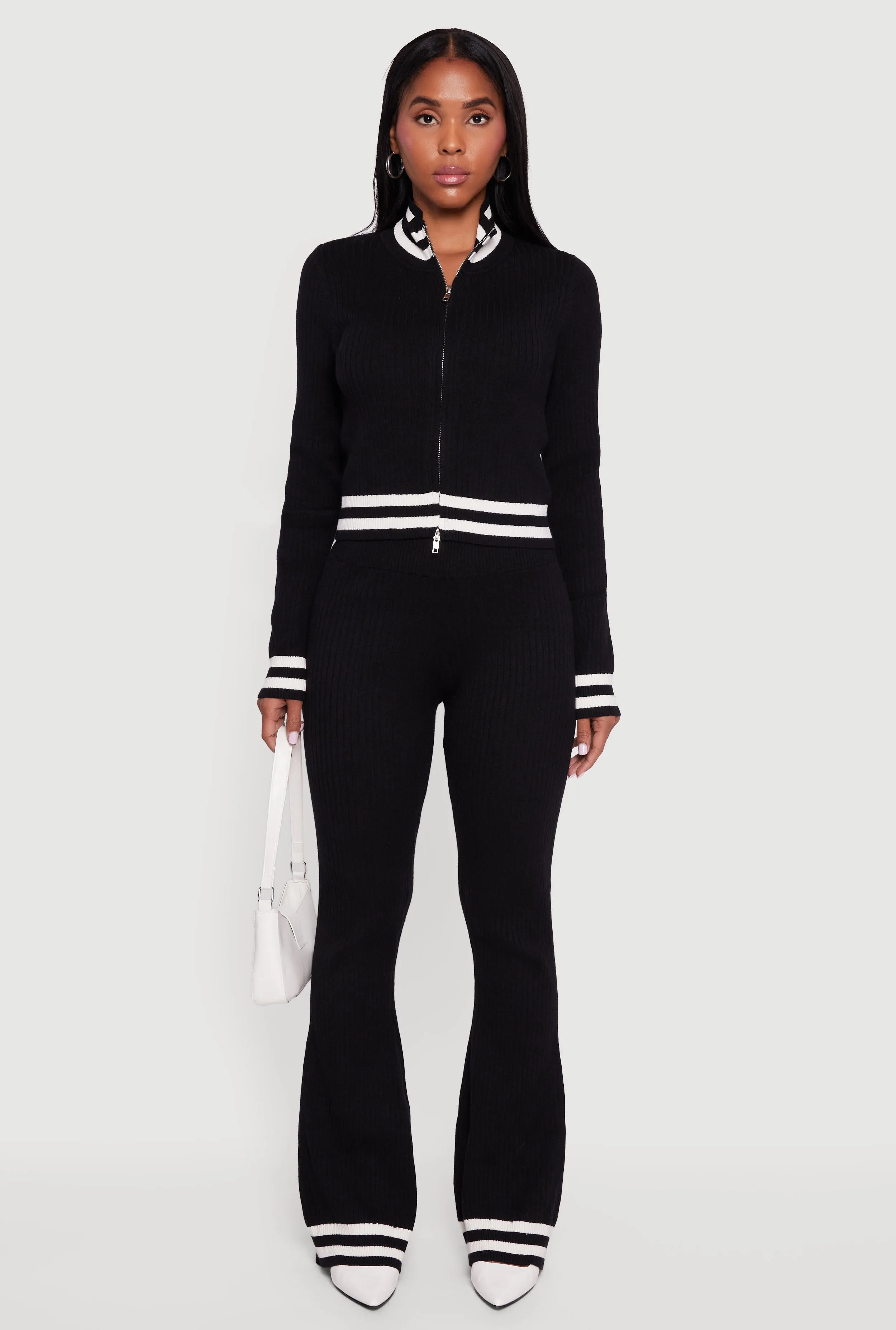 Varsity Stripe Detail Zip Front Sweater sold by Rainbow product image thumbnail 3