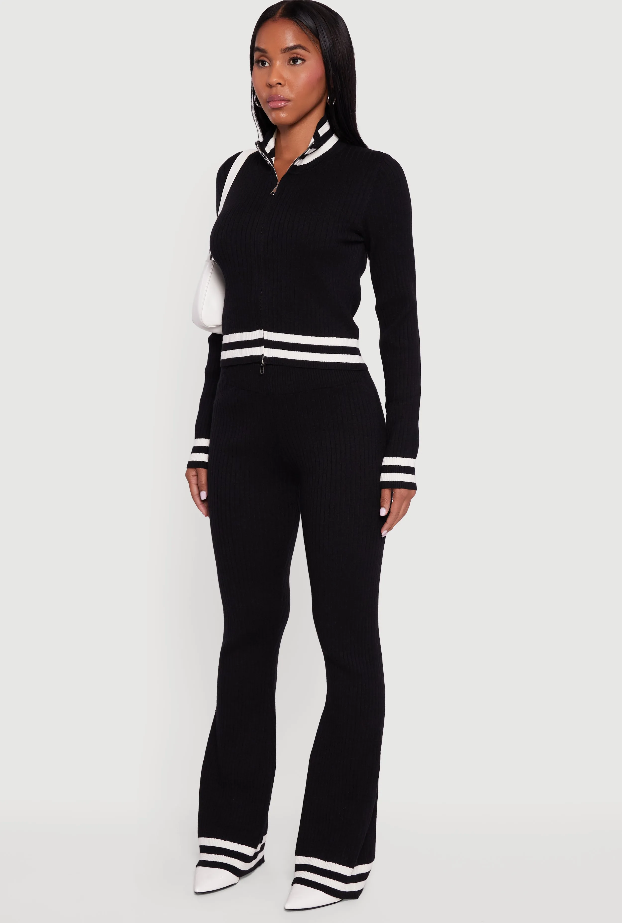 Varsity Stripe Detail Zip Front Sweater sold by Rainbow product image thumbnail 5