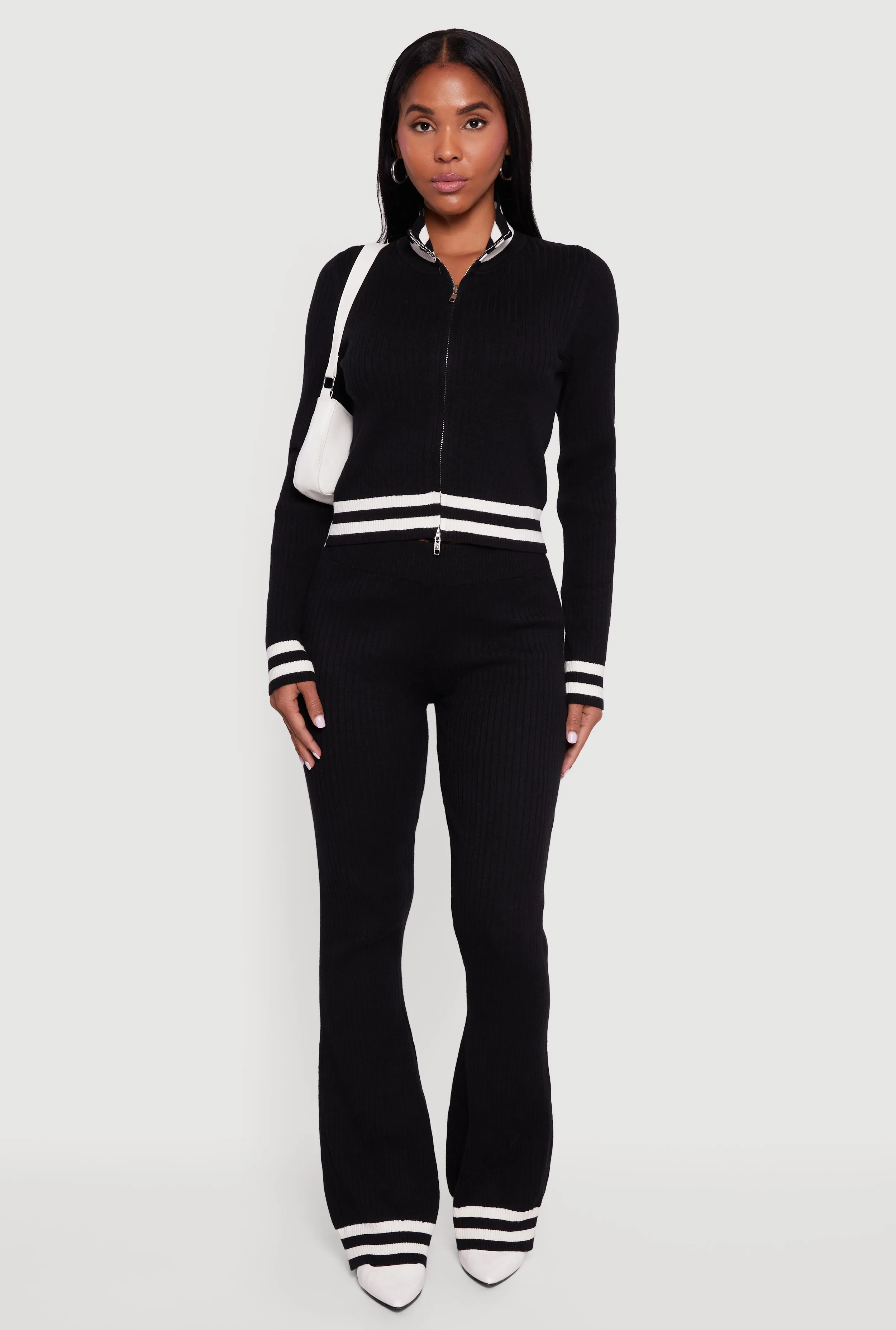 Varsity Stripe Detail Zip Front Sweater sold by Rainbow product image thumbnail 2