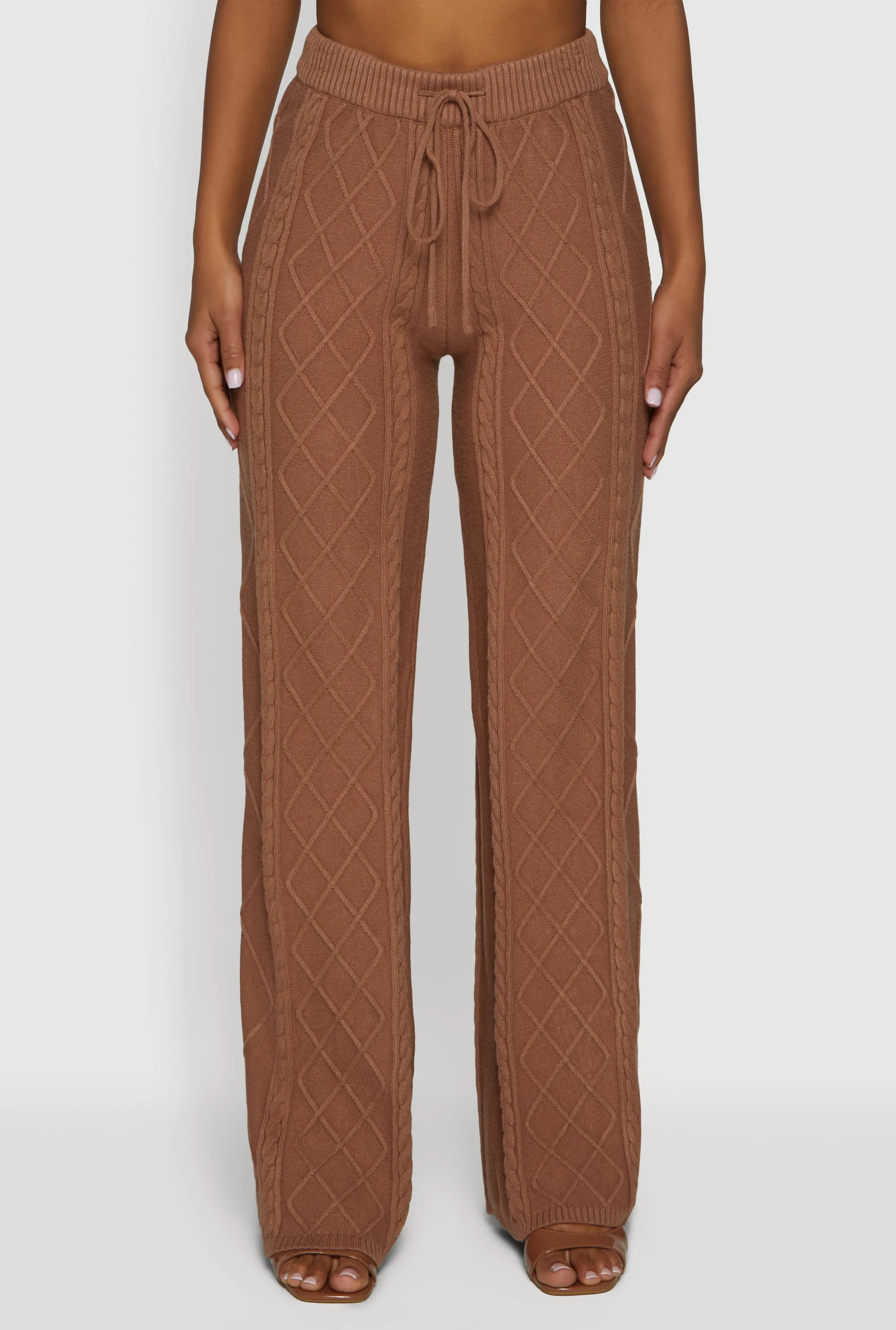 High Waisted Drawstring Cable Knit Pants sold by Rainbow product image thumbnail 3