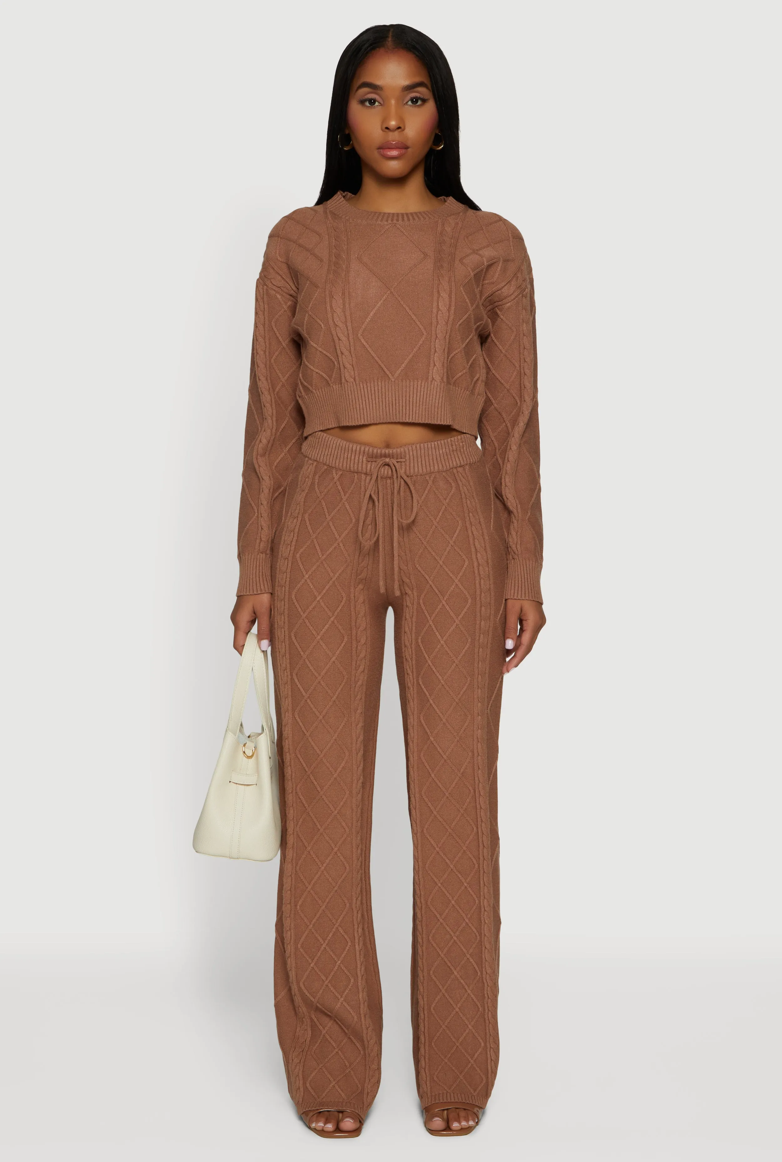 High Waisted Drawstring Cable Knit Pants sold by Rainbow product image thumbnail 2