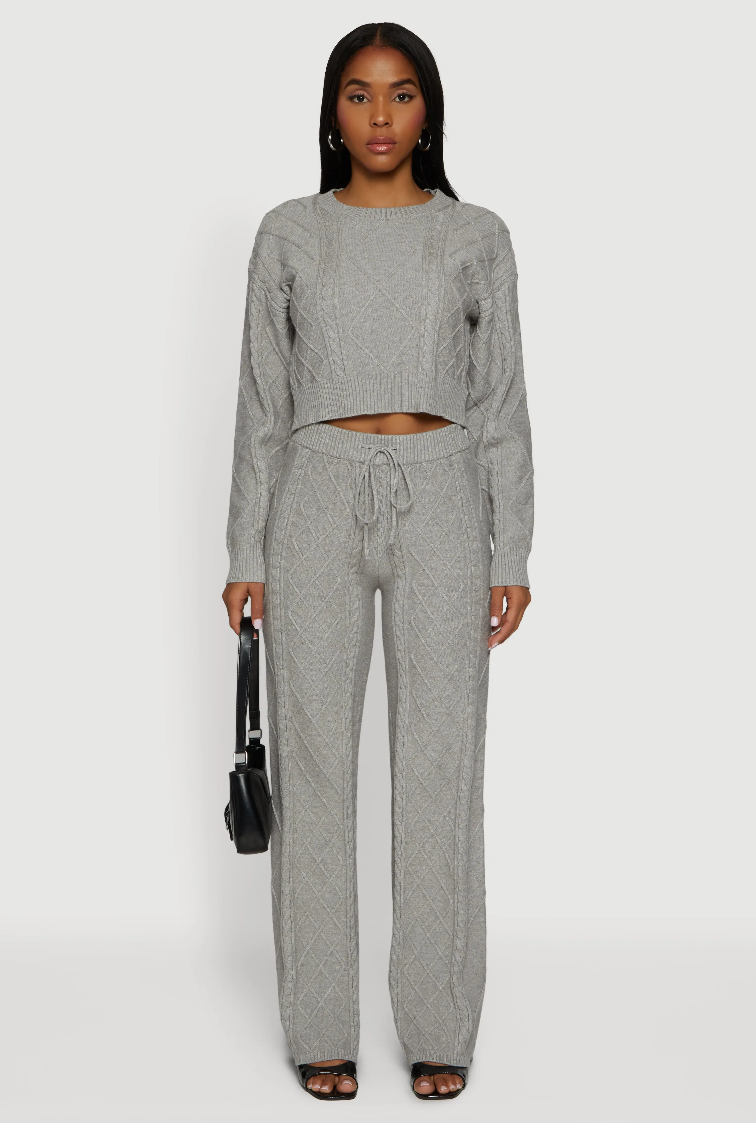 High Waisted Drawstring Cable Knit Pants sold by Rainbow product image thumbnail 2