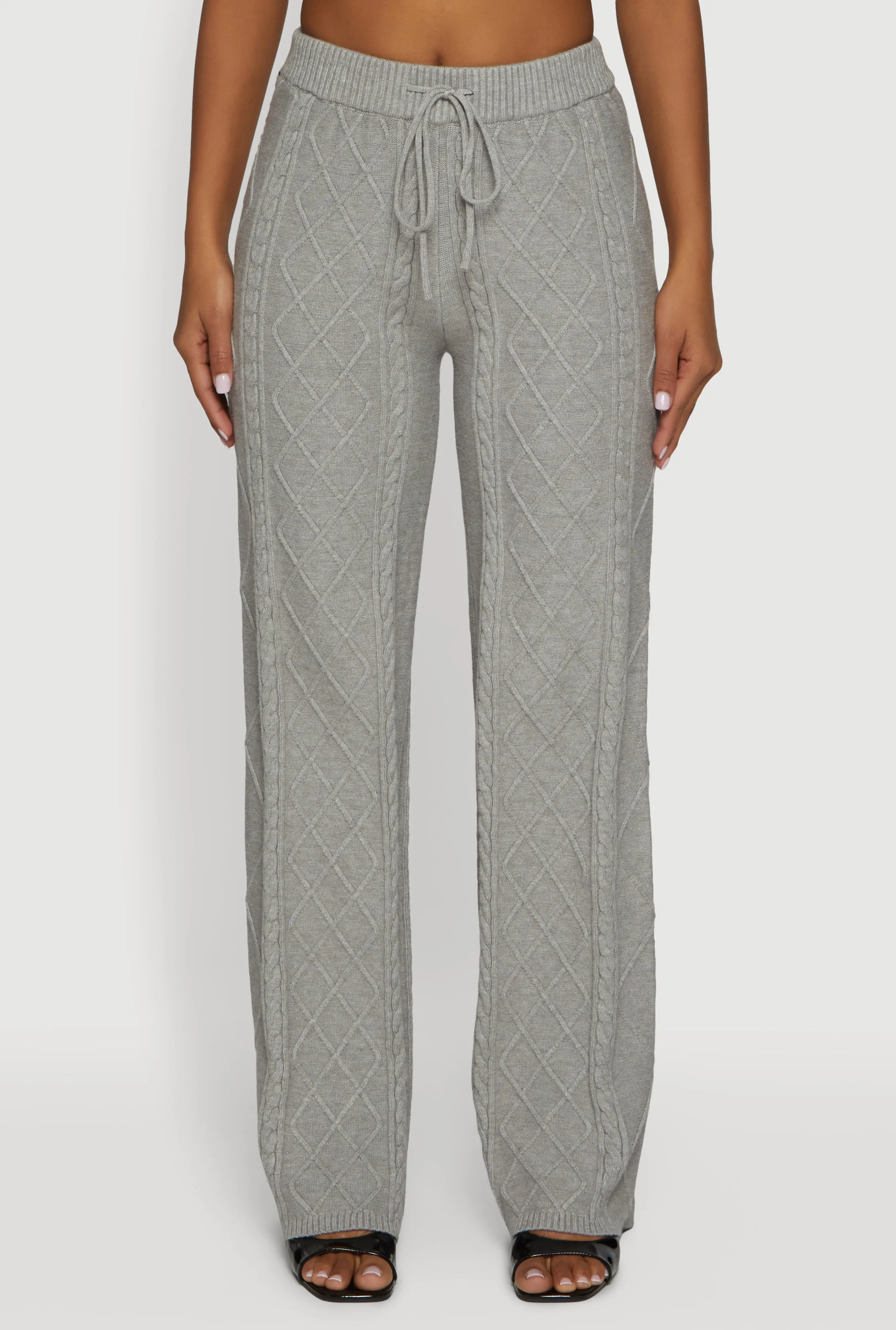 High Waisted Drawstring Cable Knit Pants sold by Rainbow product image thumbnail 3