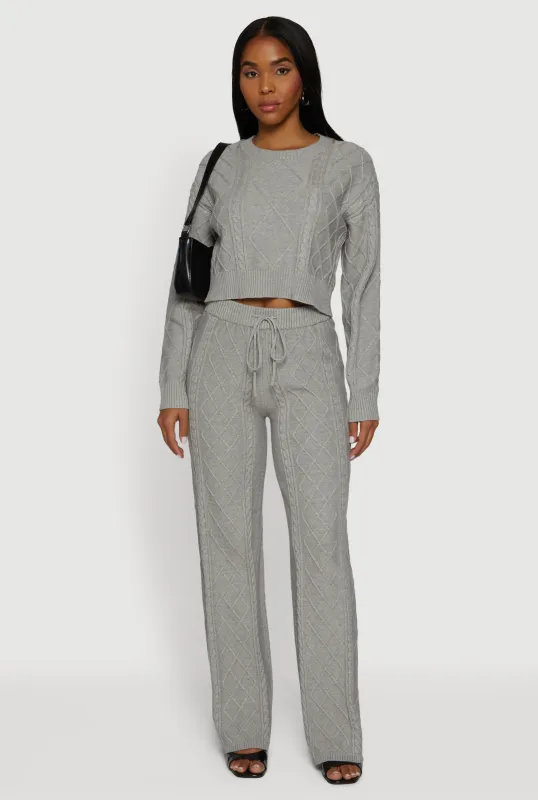 High Waisted Drawstring Cable Knit Pants sold by Rainbow