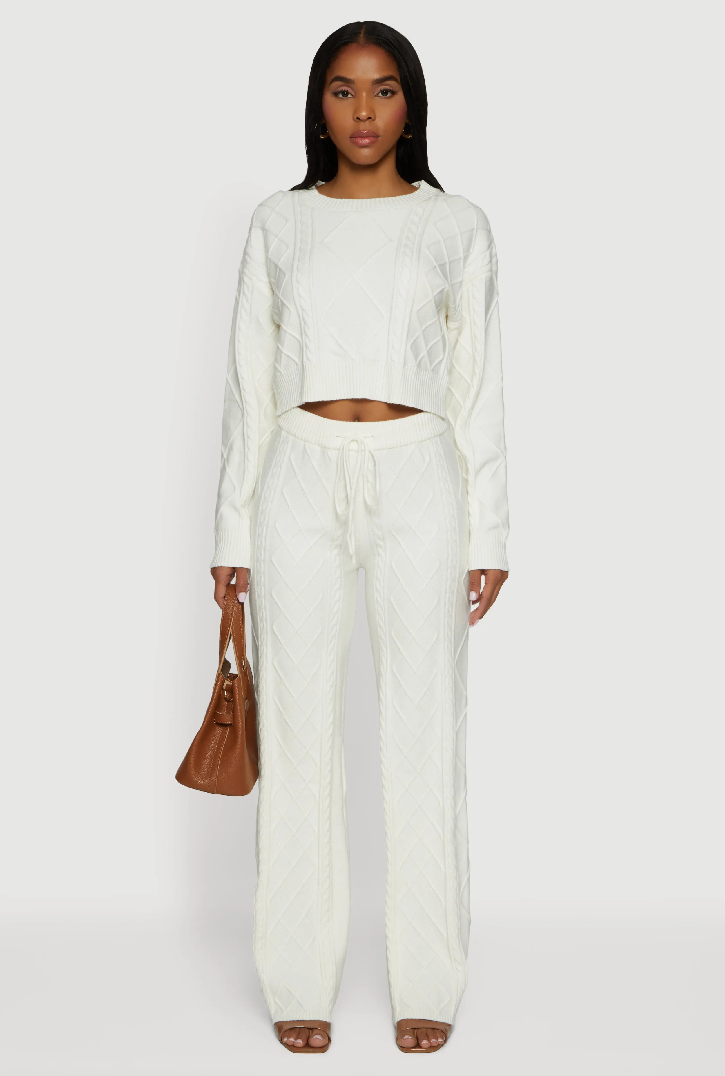 High Waisted Drawstring Cable Knit Pants sold by Rainbow product image thumbnail 2