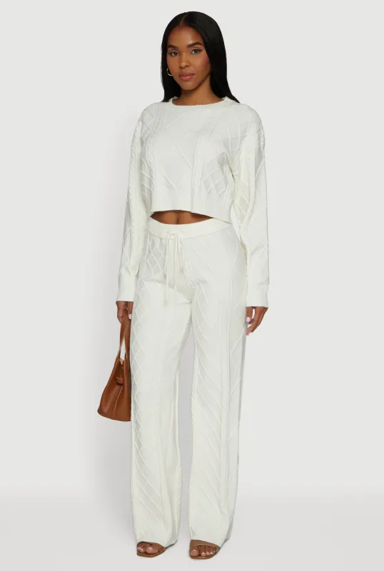 High Waisted Drawstring Cable Knit Pants sold by Rainbow