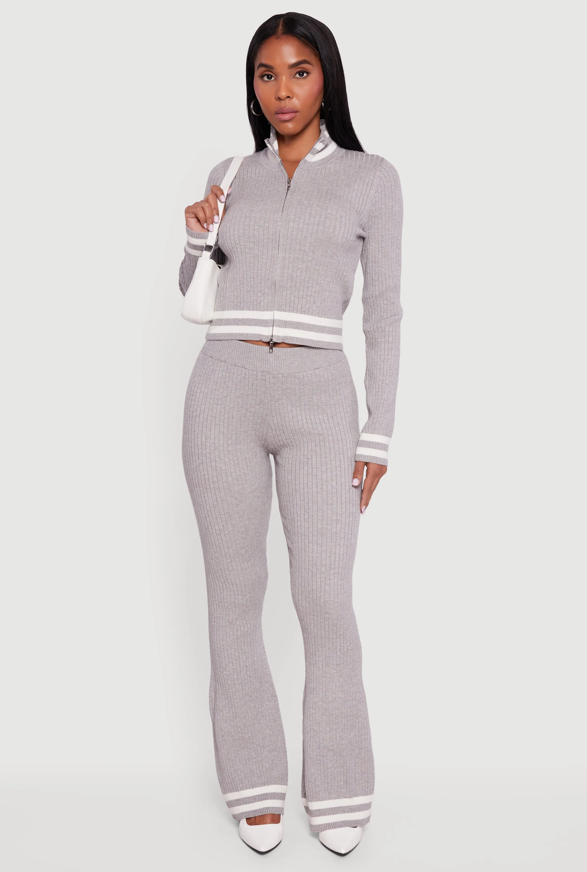 Varsity Stripe Detail Zip Front Sweater sold by Rainbow product image thumbnail 2