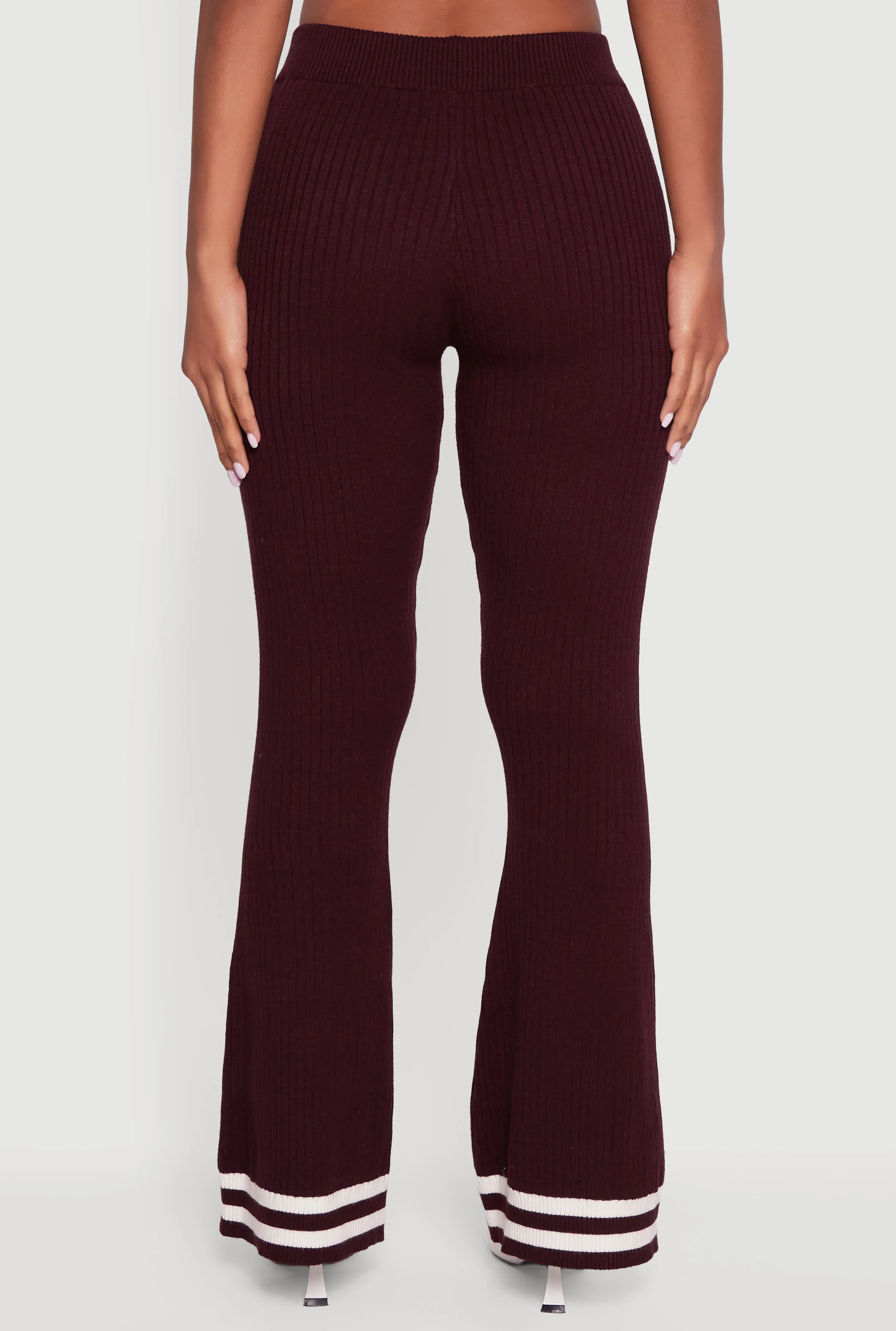 Varsity Stripe Ribbed Knit Boot Cut Pants sold by Rainbow product image thumbnail 5