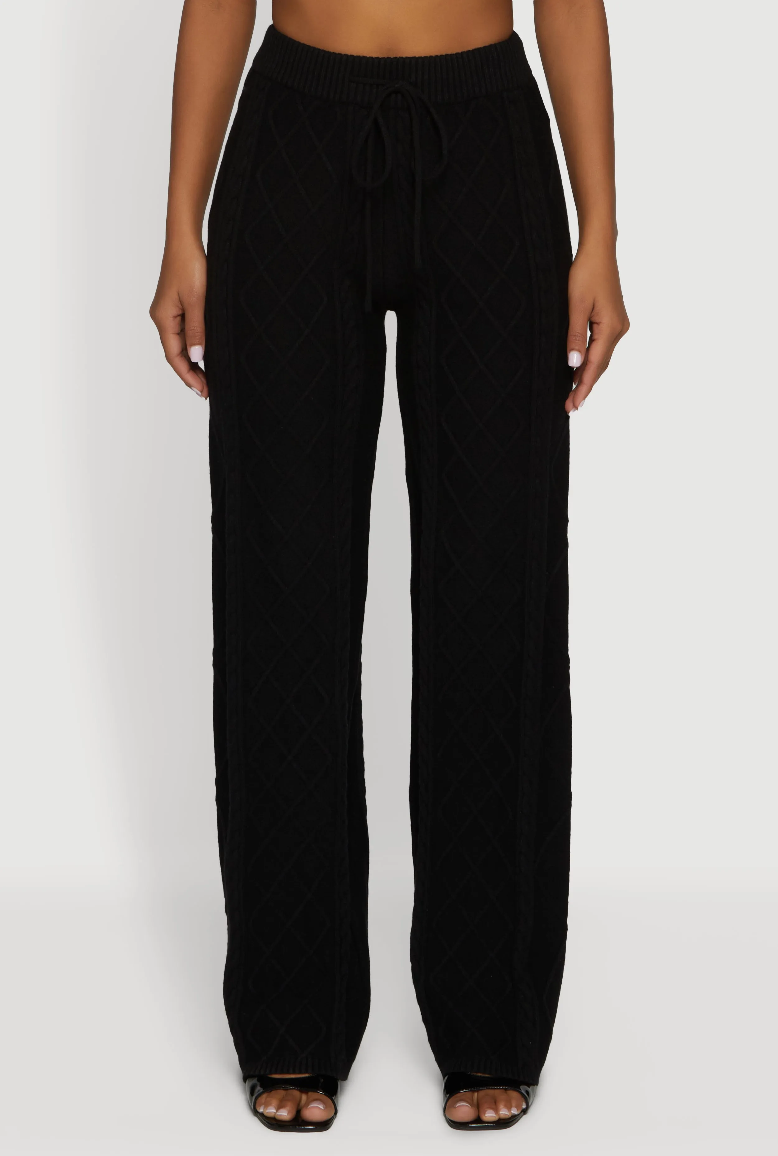 High Waisted Drawstring Cable Knit Pants sold by Rainbow product image thumbnail 3