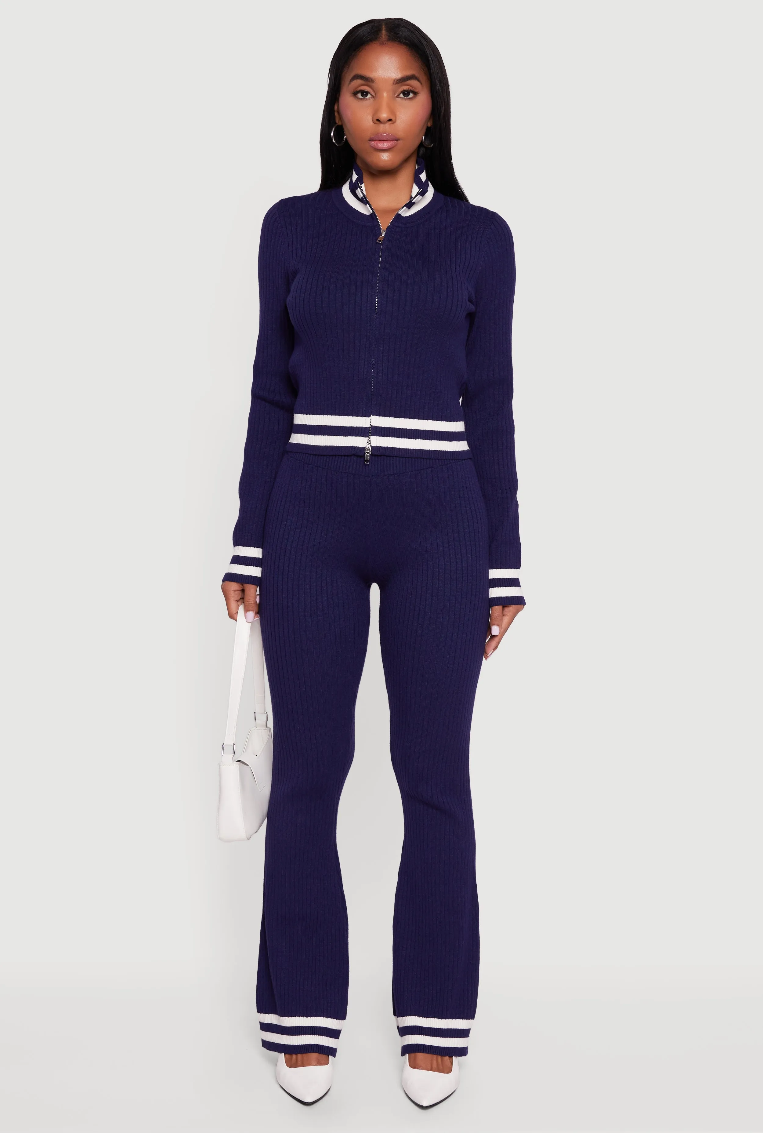 Varsity Stripe Ribbed Knit Boot Cut Pants sold by Rainbow product image thumbnail 2