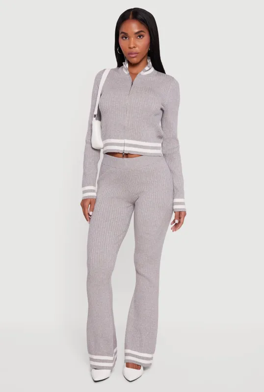 Varsity Stripe Ribbed Knit Boot Cut Pants sold by Rainbow