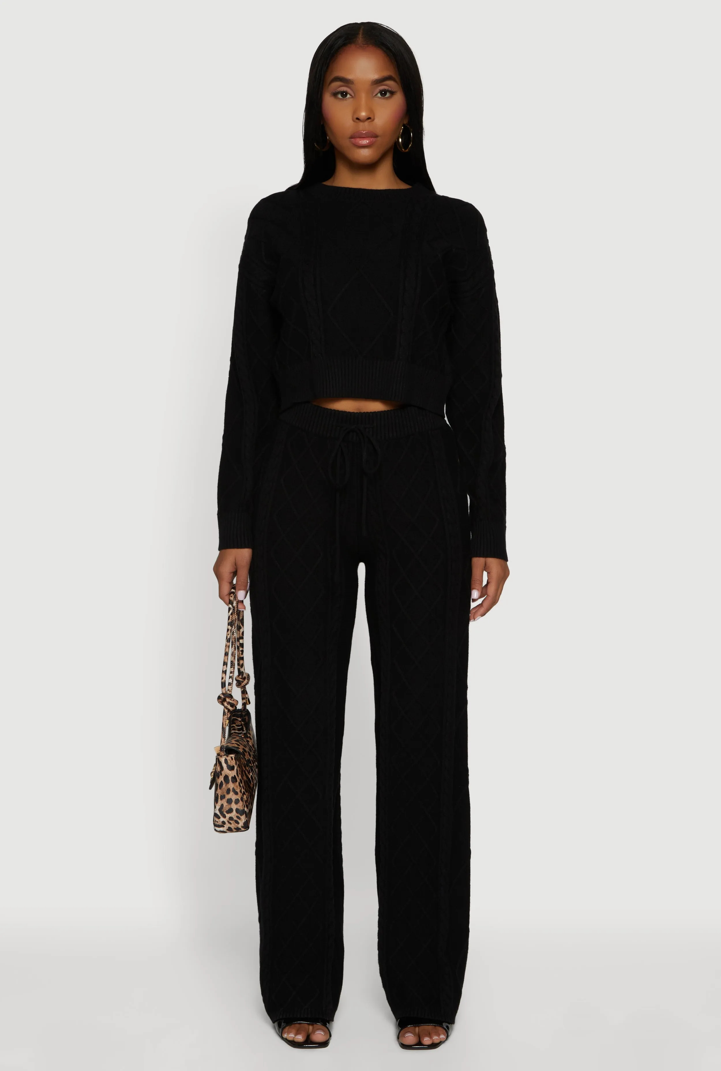 Cable Knit Cropped Pullover Sweater sold by Rainbow product image thumbnail 3