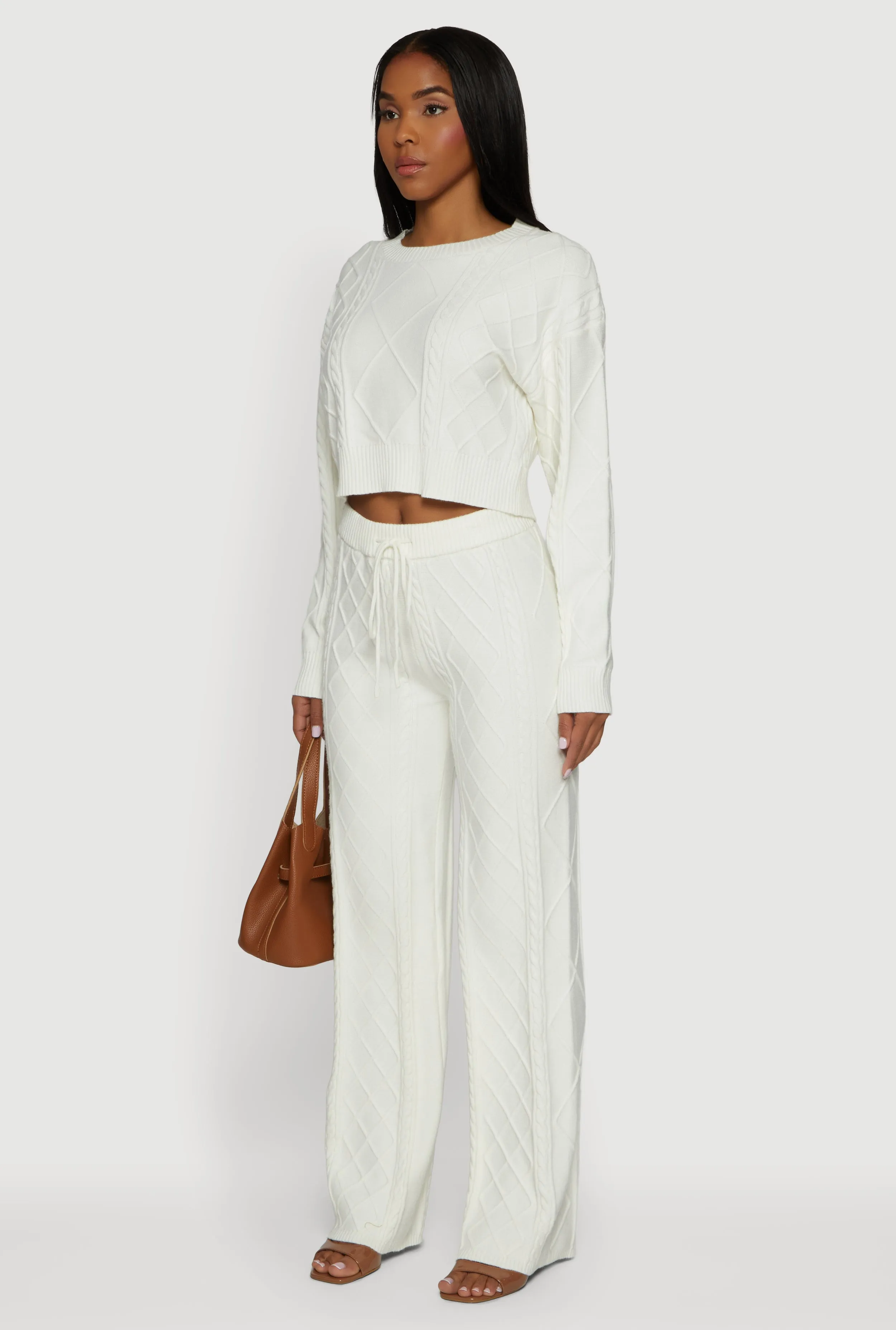 Cable Knit Cropped Pullover Sweater sold by Rainbow product image thumbnail 5