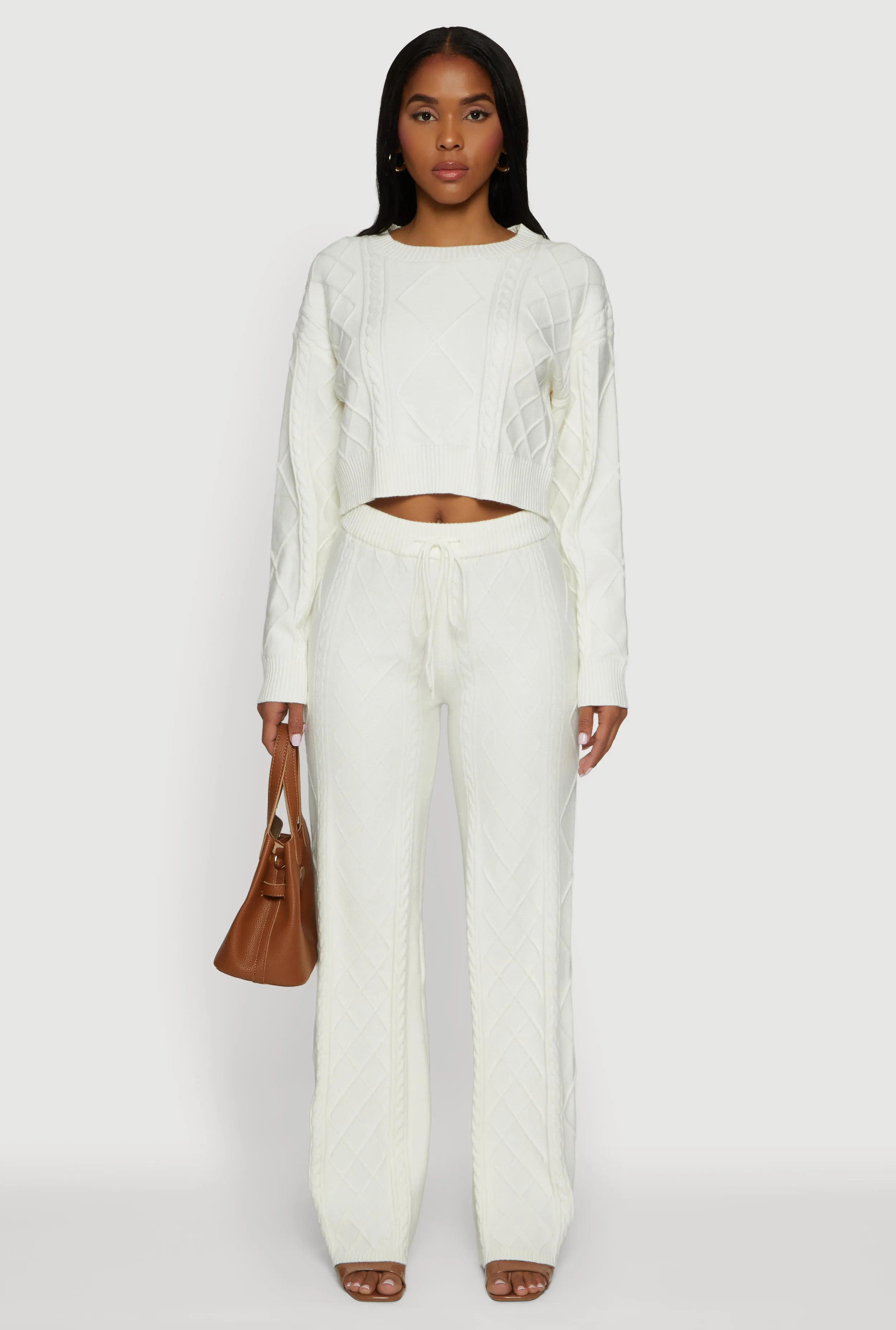 Cable Knit Cropped Pullover Sweater sold by Rainbow product image thumbnail 3