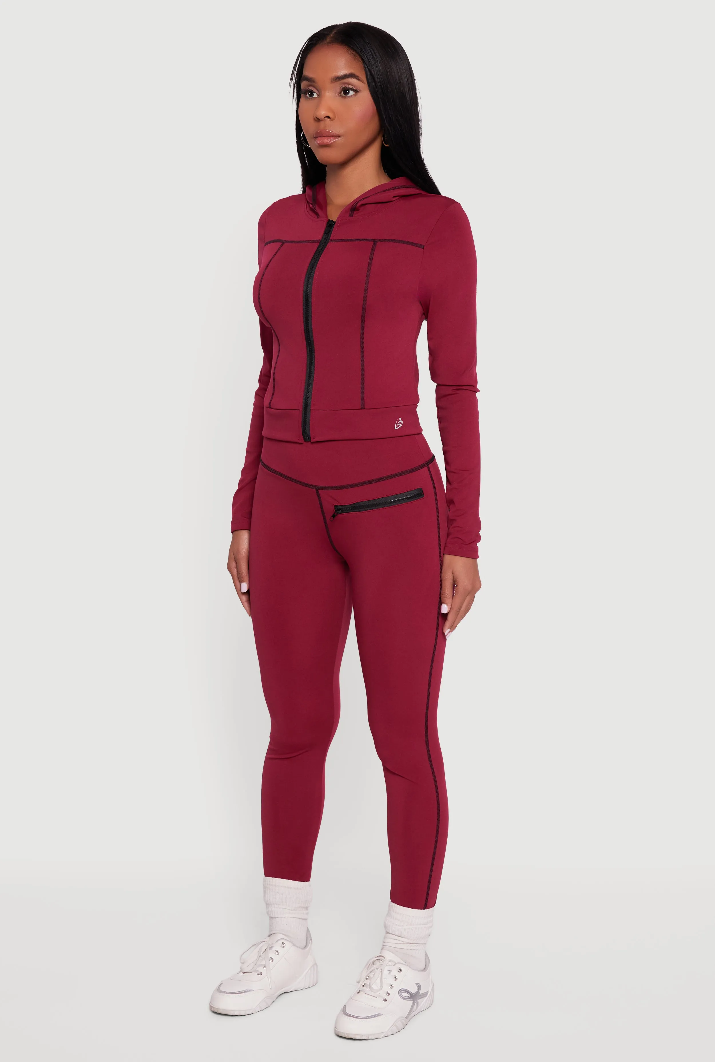 Zip Front Hooded Track Jacket with Decorative Stitching sold by Rainbow product image thumbnail 5