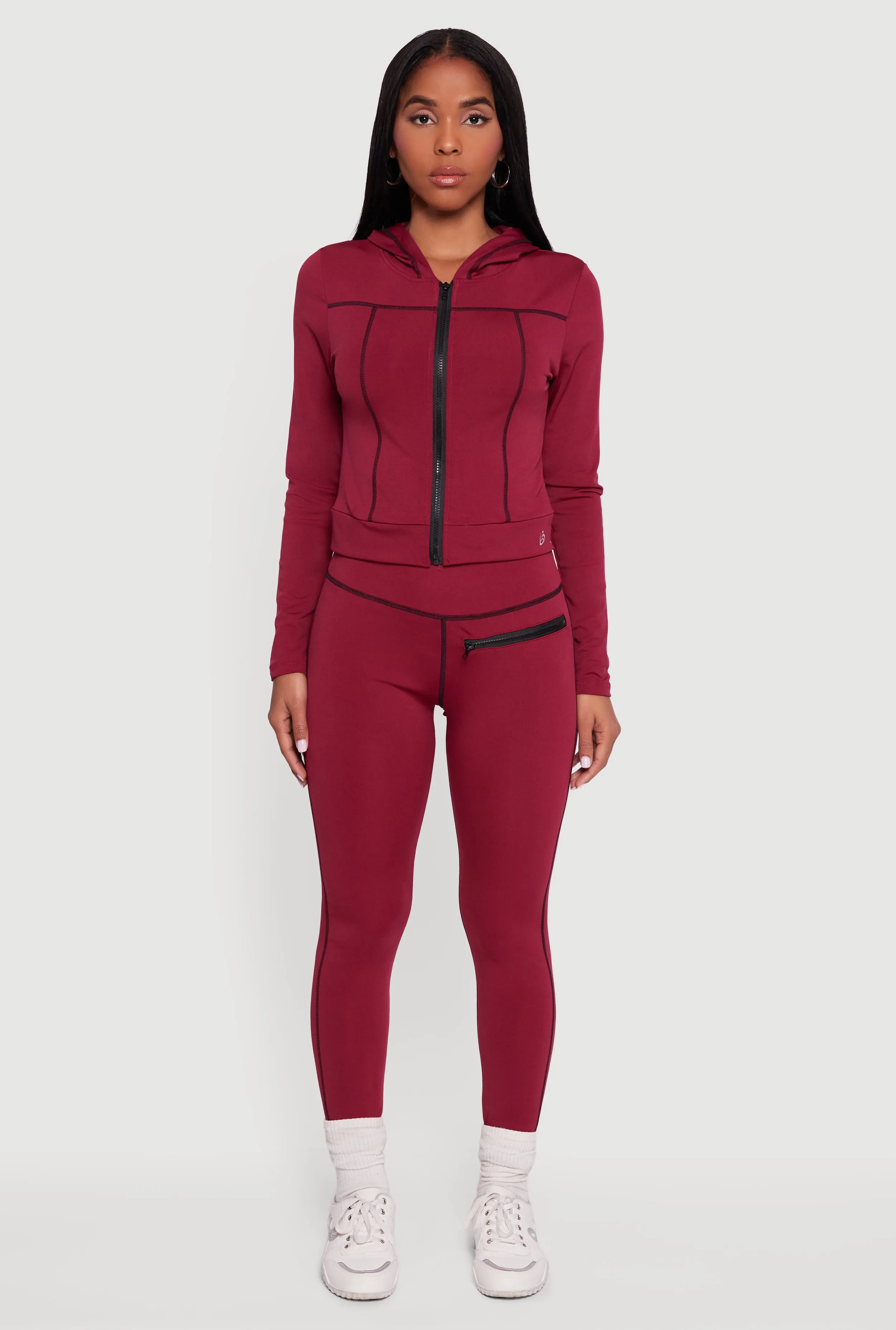 Zip Front Hooded Track Jacket with Decorative Stitching sold by Rainbow product image thumbnail 2