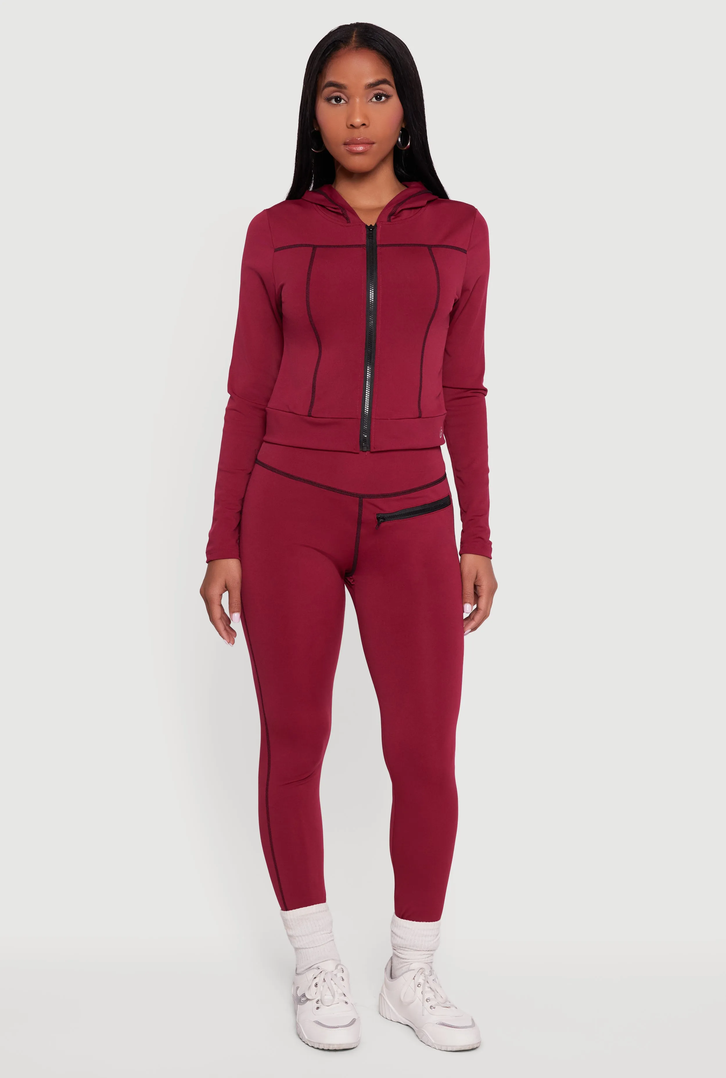 Zip Front Hooded Track Jacket with Decorative Stitching sold by Rainbow product image thumbnail 3